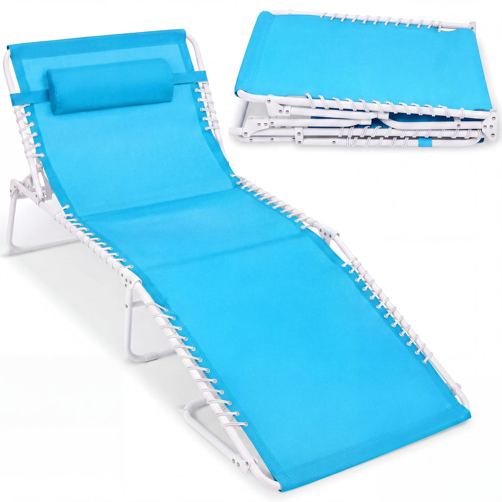 Extra Wide Patio Chaise Lounge Chair Portable Folding Recliner