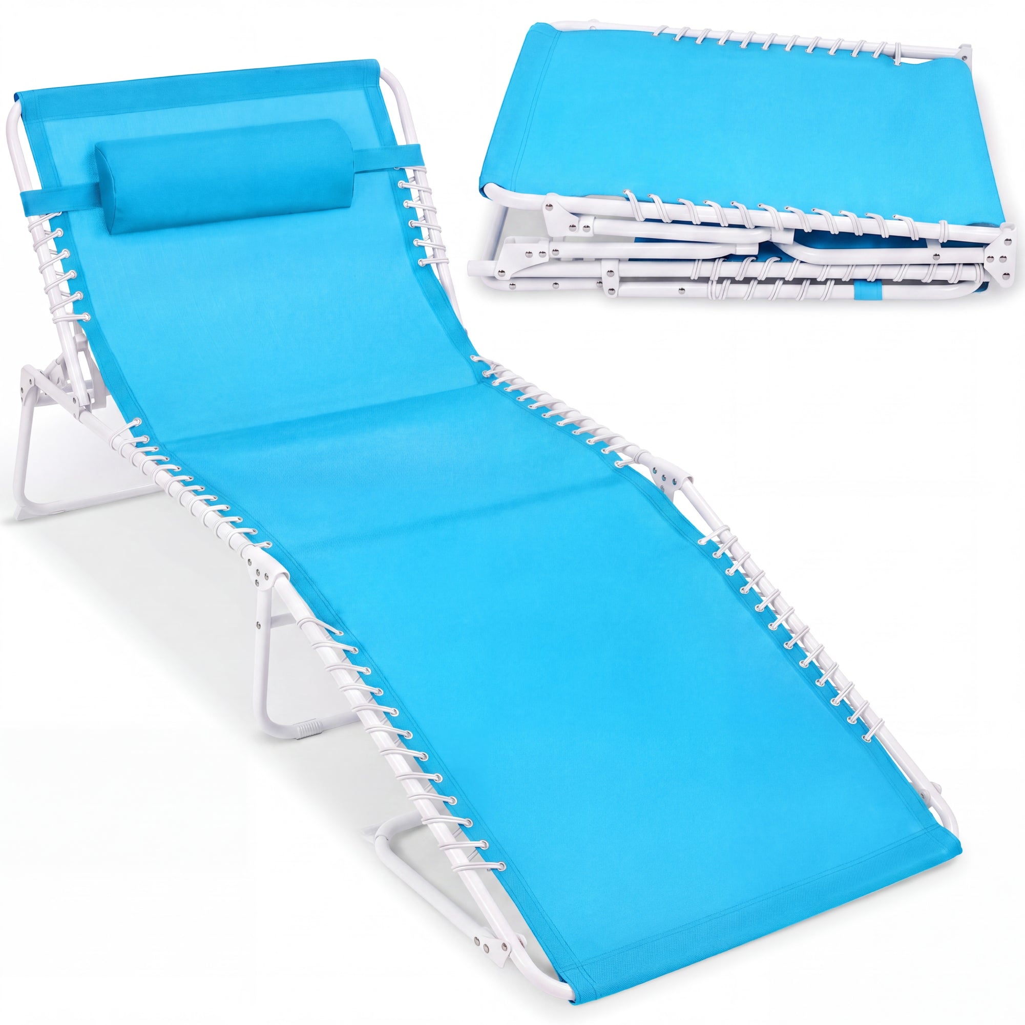 Extra Wide Patio Chaise Lounge Chair Portable Folding Recliner