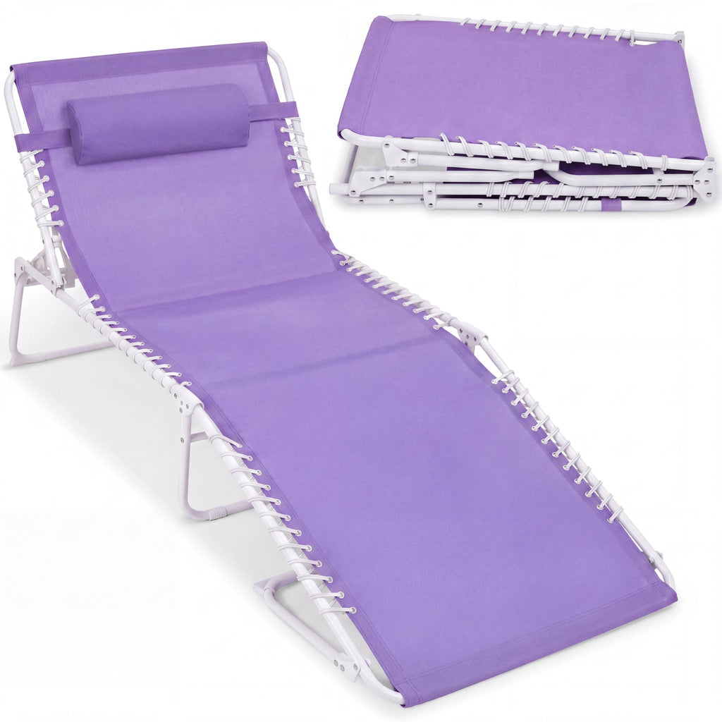 Extra Wide Patio Chaise Lounge Chair Portable Folding Recliner