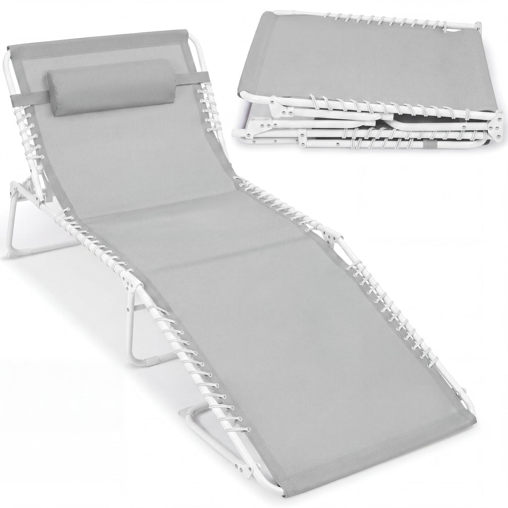 Extra Wide Patio Chaise Lounge Chair Portable Folding Recliner