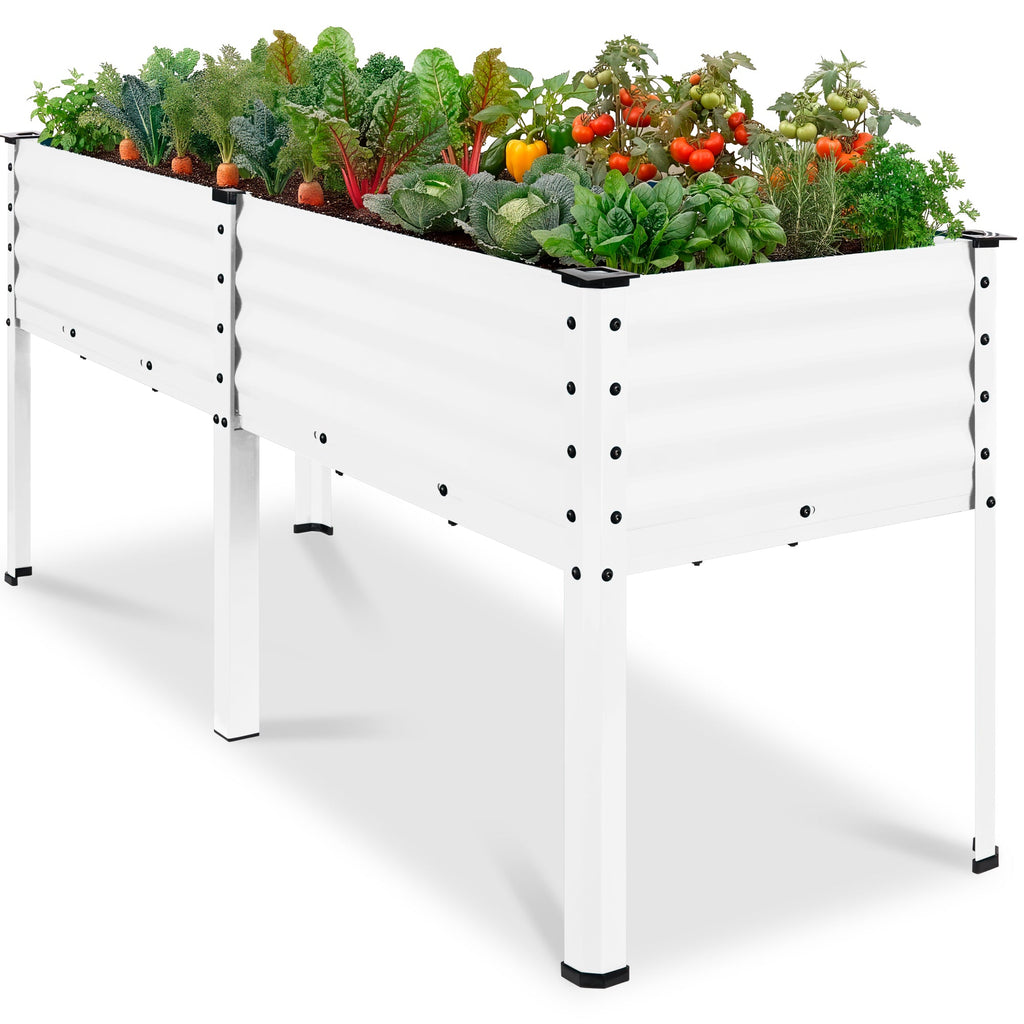 Elevated Galvanized Metal Garden Bed w/ Corner Protectors - 72x24x30in