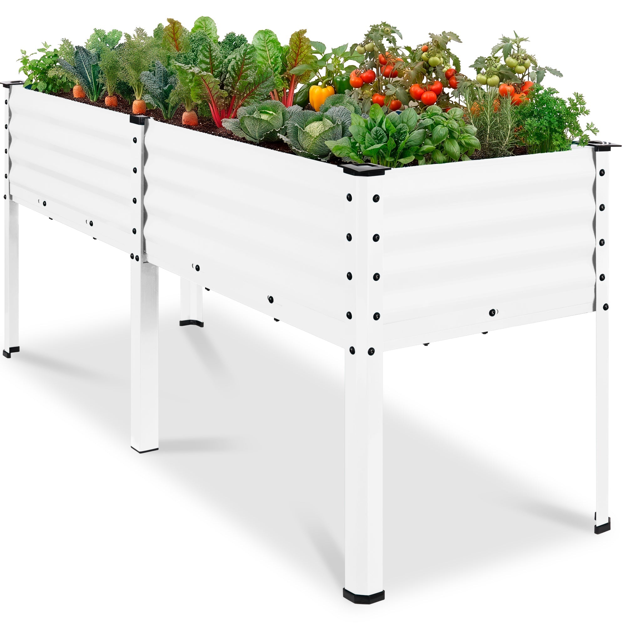 Elevated Galvanized Metal Garden Bed w/ Corner Protectors - 72x24x30in