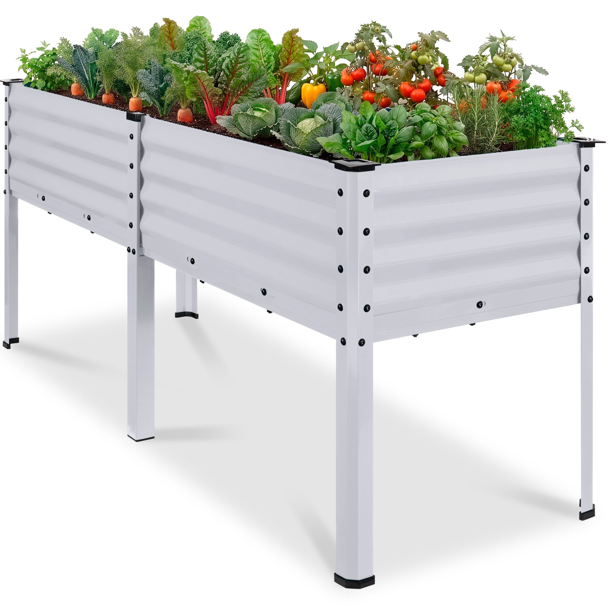 Elevated Galvanized Metal Garden Bed w/ Corner Protectors - 72x24x30in