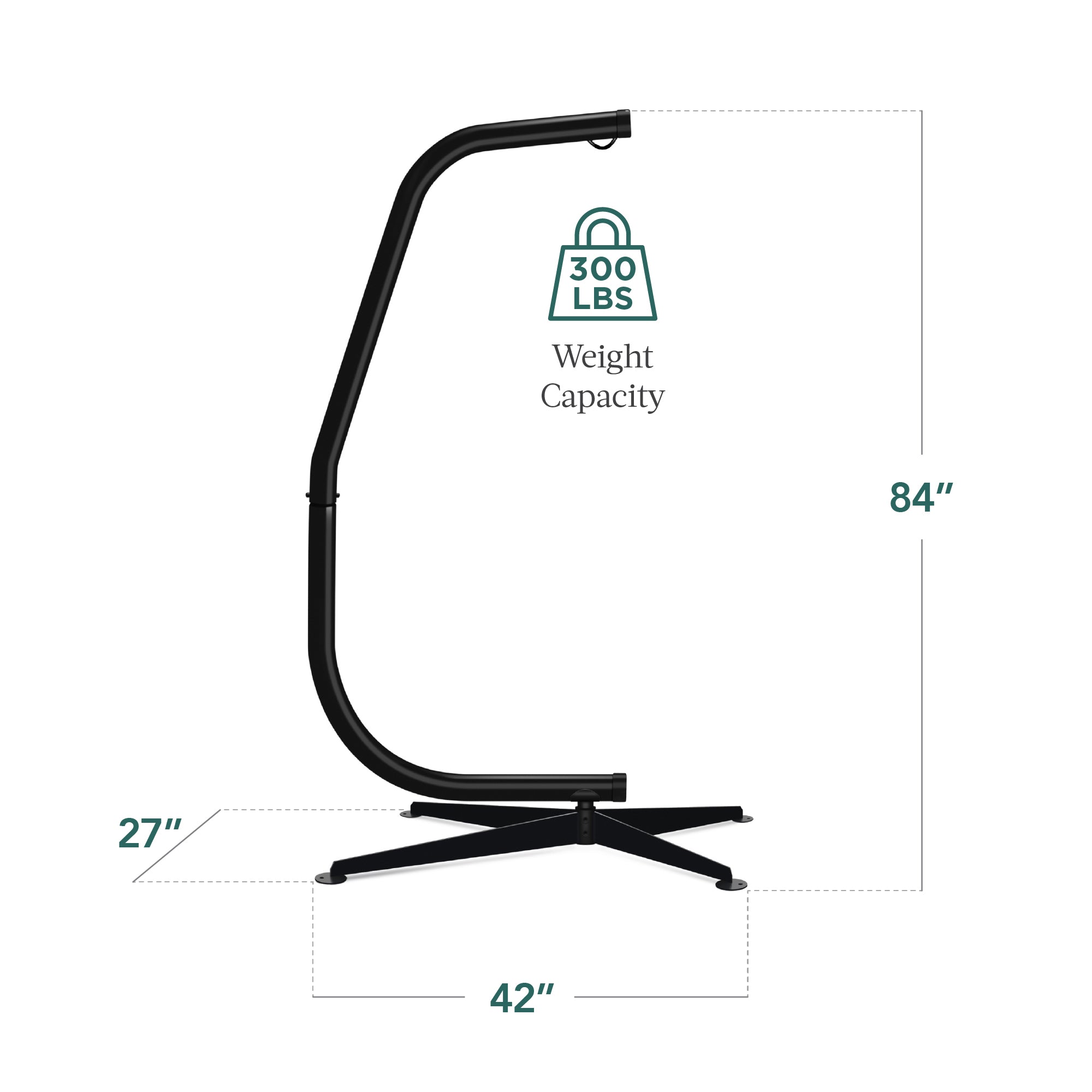 Curved Hanging Hammock C-Stand w/ All-Weather Steel Frame - Stand Only