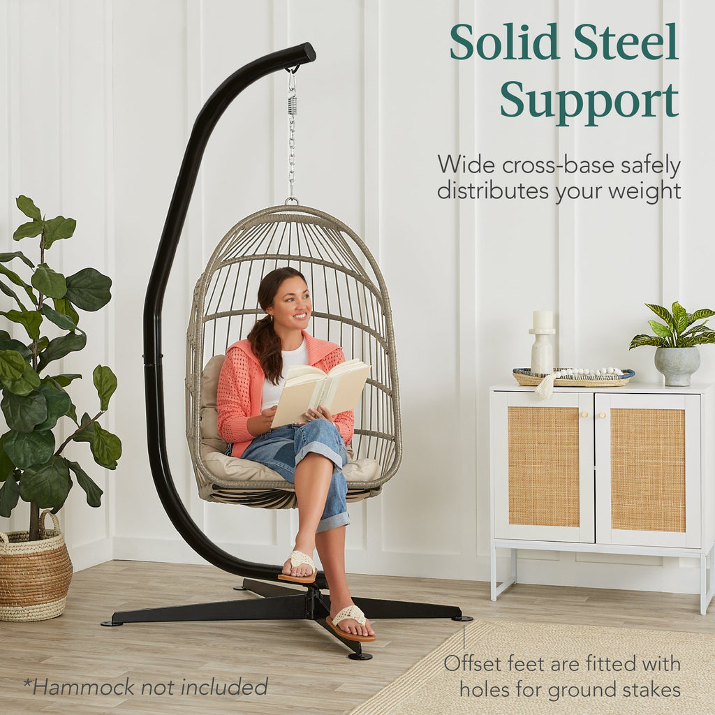 Curved Hanging Hammock C-Stand w/ All-Weather Steel Frame - Stand Only