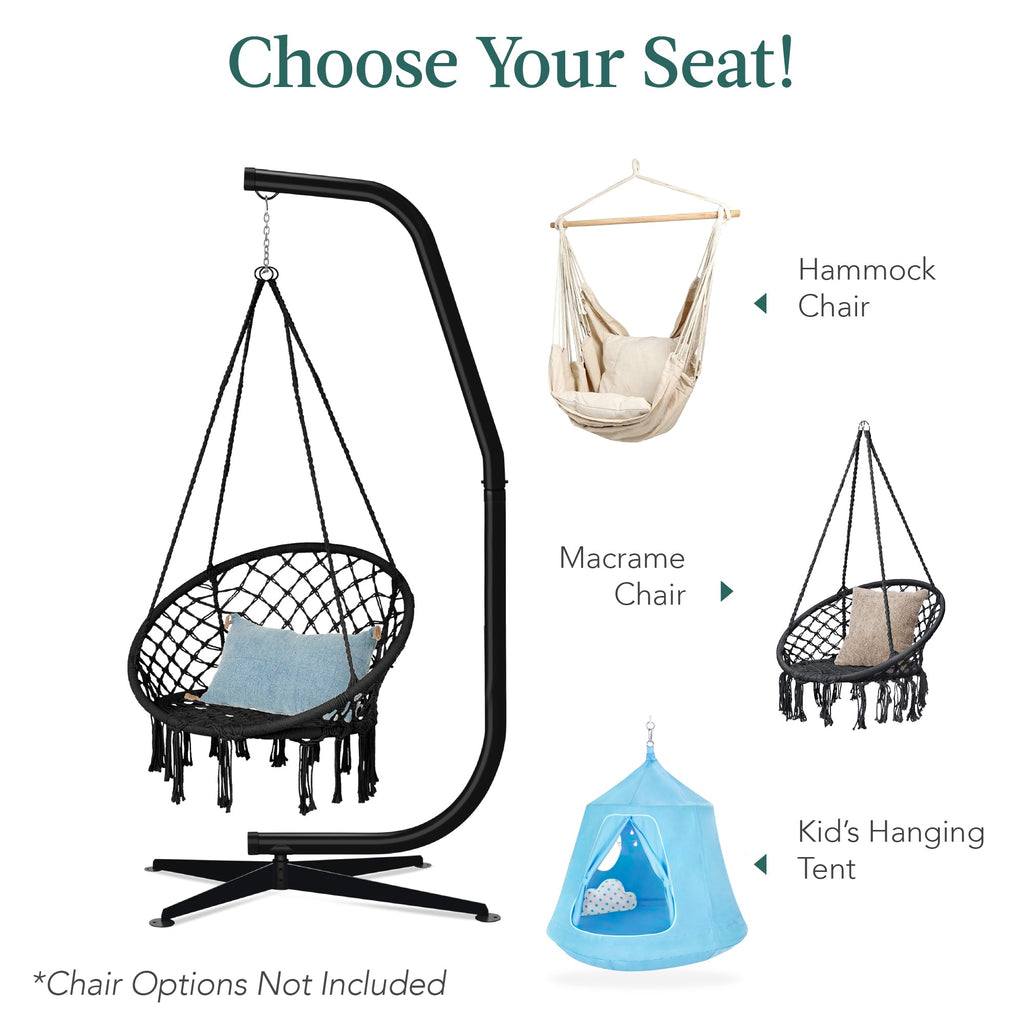 Curved Hanging Hammock C-Stand w/ All-Weather Steel Frame - Stand Only