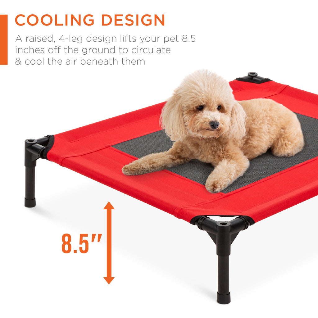 Elevated Cooling Dog Bed Outdoor Pet Cot w/ Canopy Carry Bag - 30in