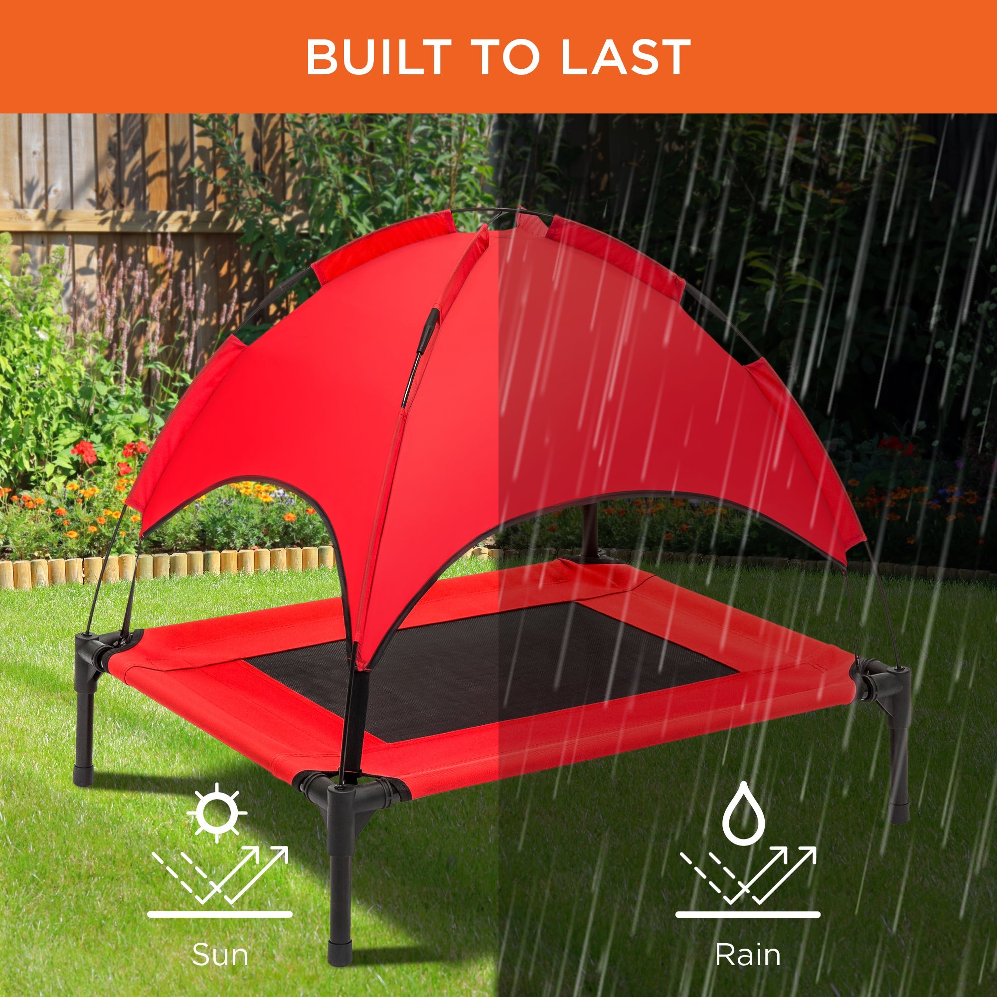 Elevated Cooling Dog Bed Outdoor Pet Cot w/ Canopy Carry Bag - 30in