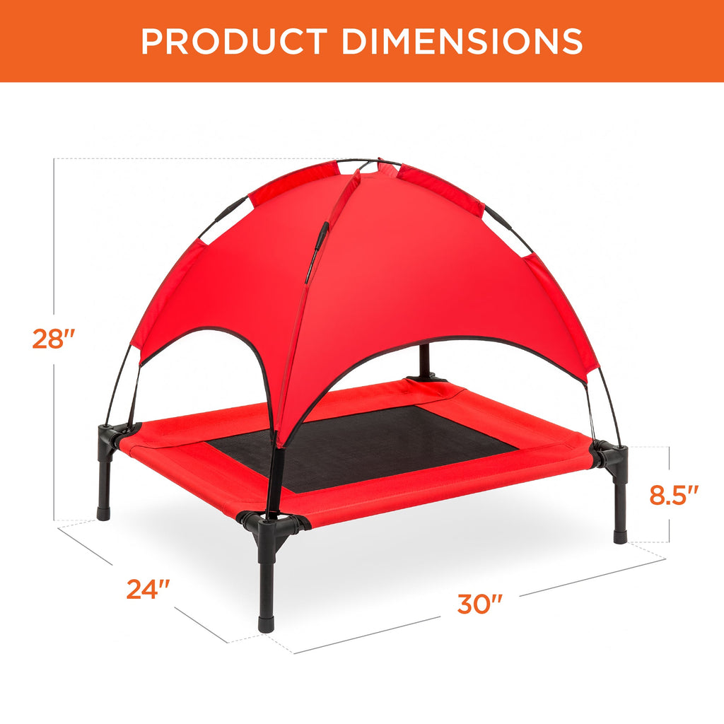 Elevated Cooling Dog Bed Outdoor Pet Cot w/ Canopy Carry Bag - 30in