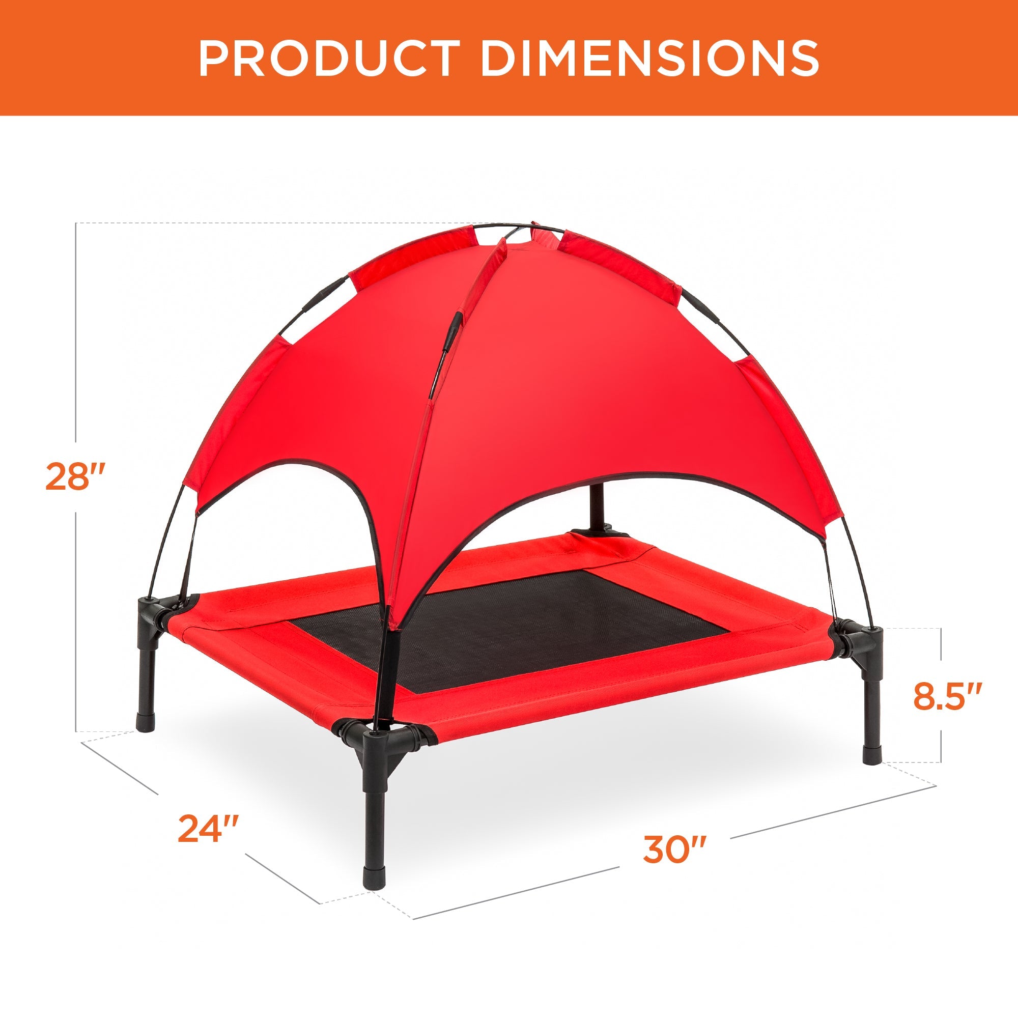 Elevated Cooling Dog Bed Outdoor Pet Cot w/ Canopy Carry Bag - 30in