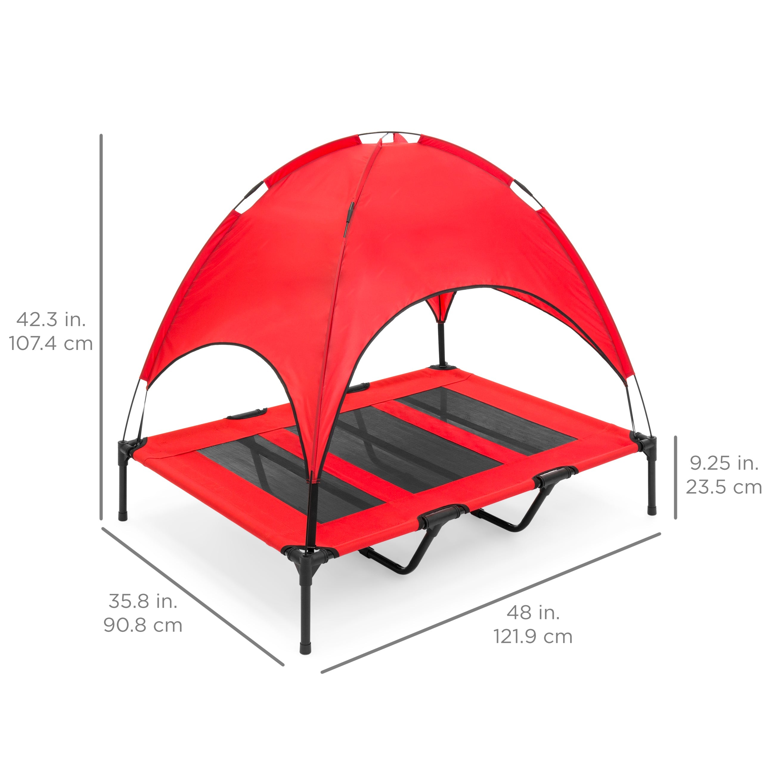 Elevated Cooling Dog Bed Outdoor Pet Cot w/ Canopy Carry Bag - 48in