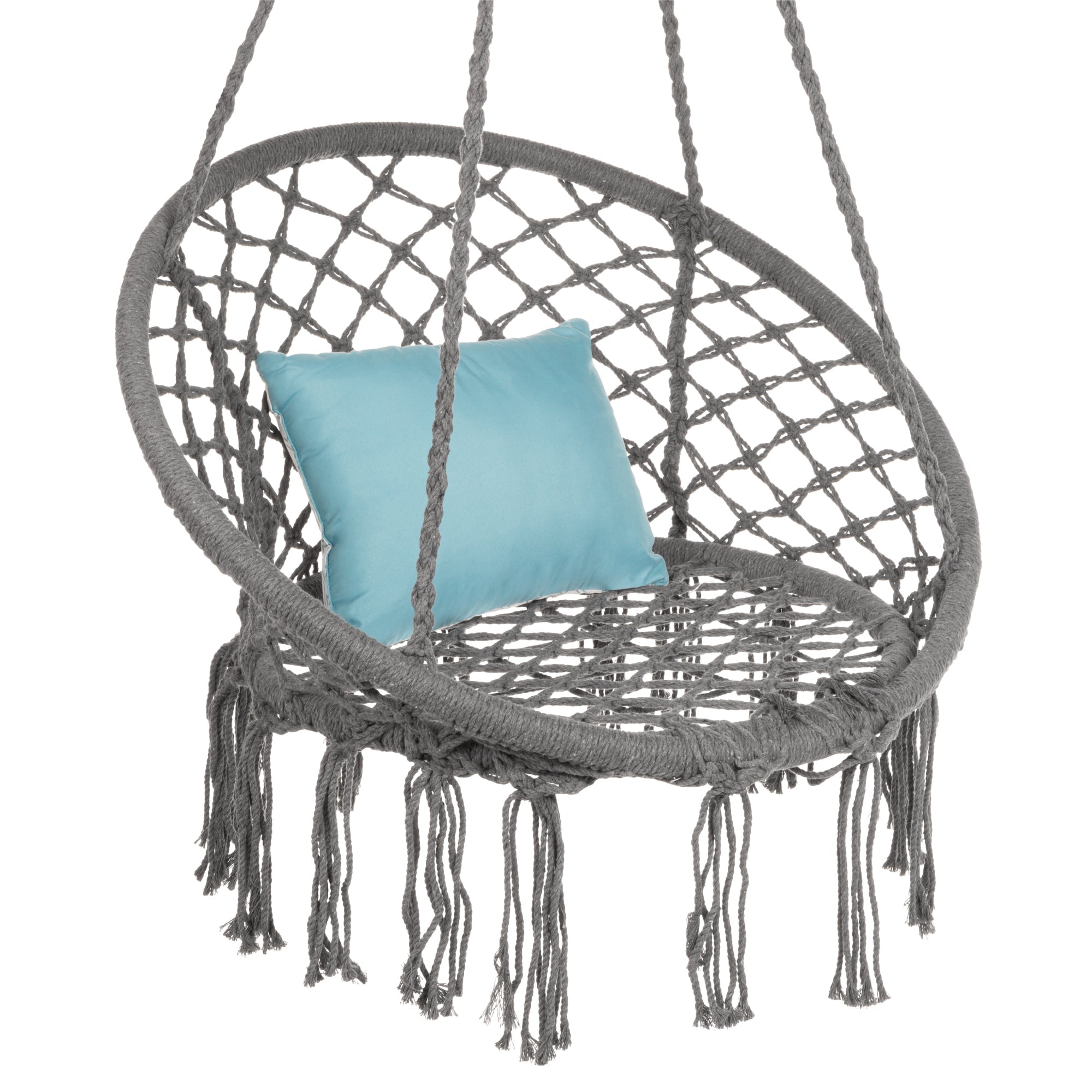 Cotton Macrame Hammock Hanging Chair Swing Handwoven w/ Backrest