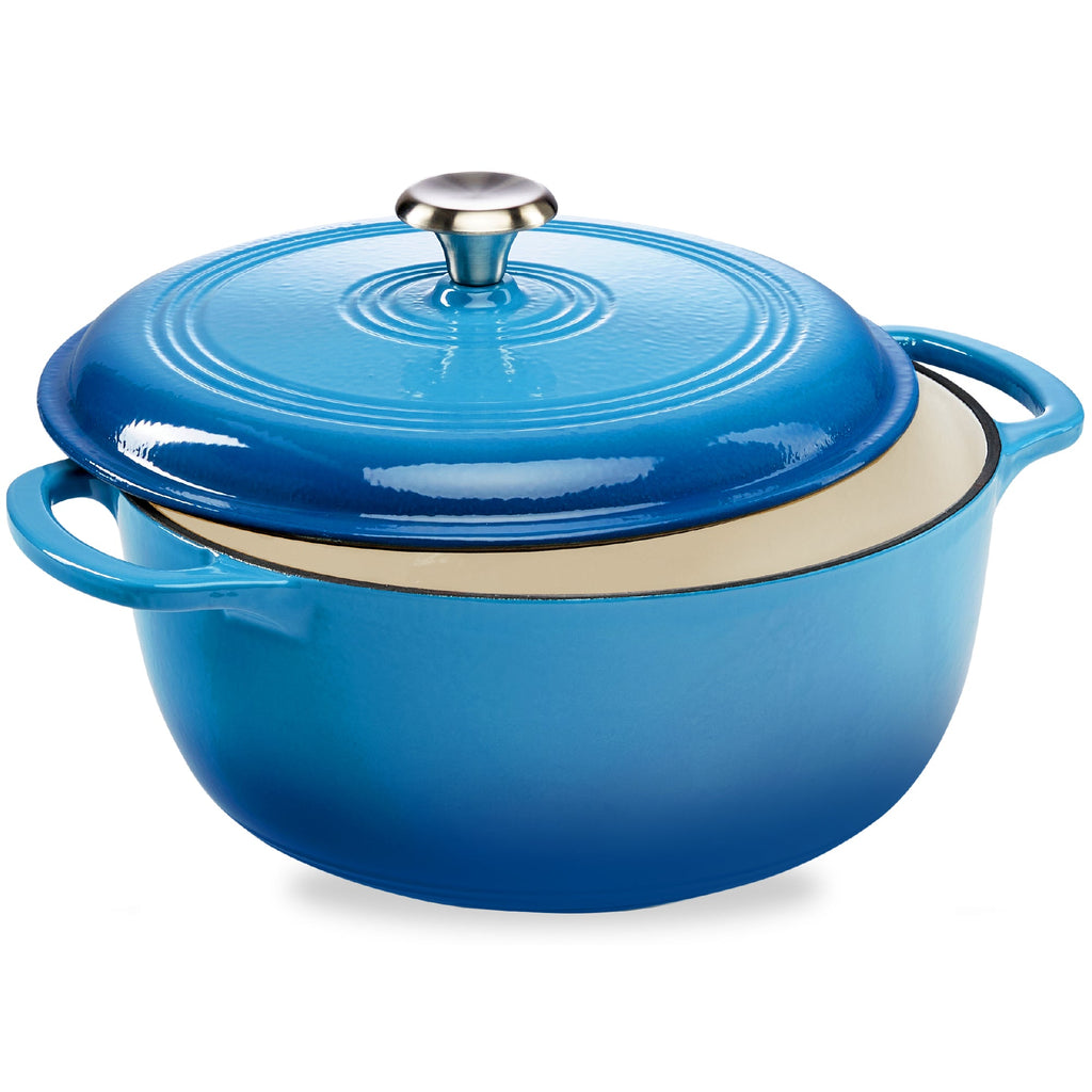 Cast-Iron Dutch Oven Kitchen Cookware w/ Enamel Handles - 6qt