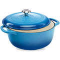 Cast-Iron Dutch Oven Kitchen Cookware w/ Enamel Handles - 6qt