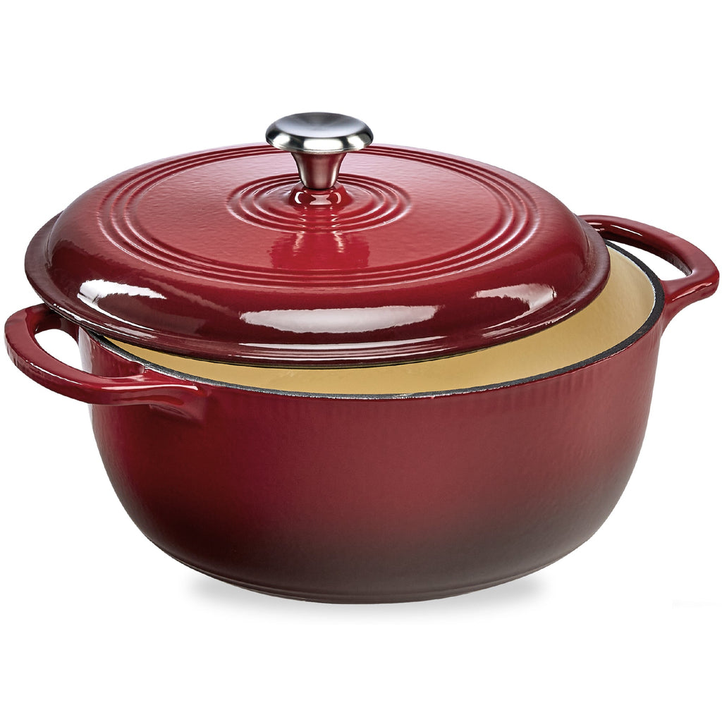 Cast-Iron Dutch Oven Kitchen Cookware w/ Enamel Handles - 6qt