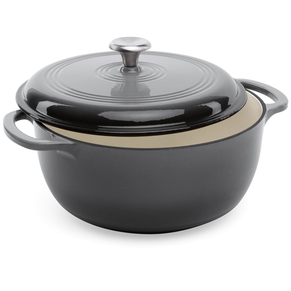 Cast-Iron Dutch Oven Kitchen Cookware w/ Enamel Handles - 6qt