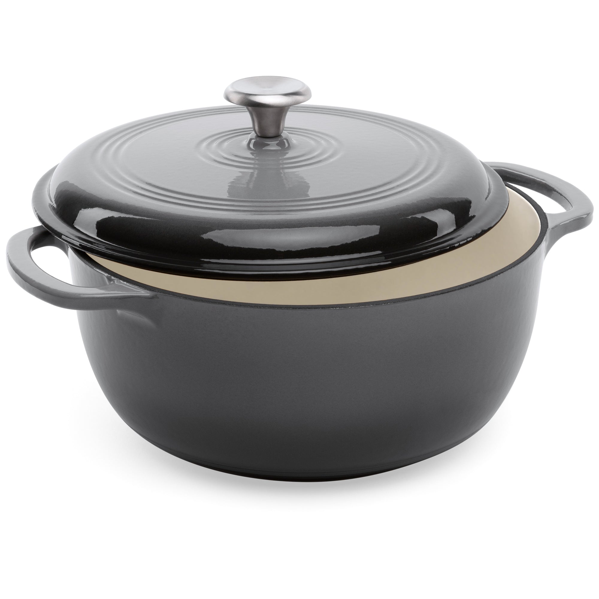 Cast-Iron Dutch Oven Kitchen Cookware w/ Enamel Handles - 6qt