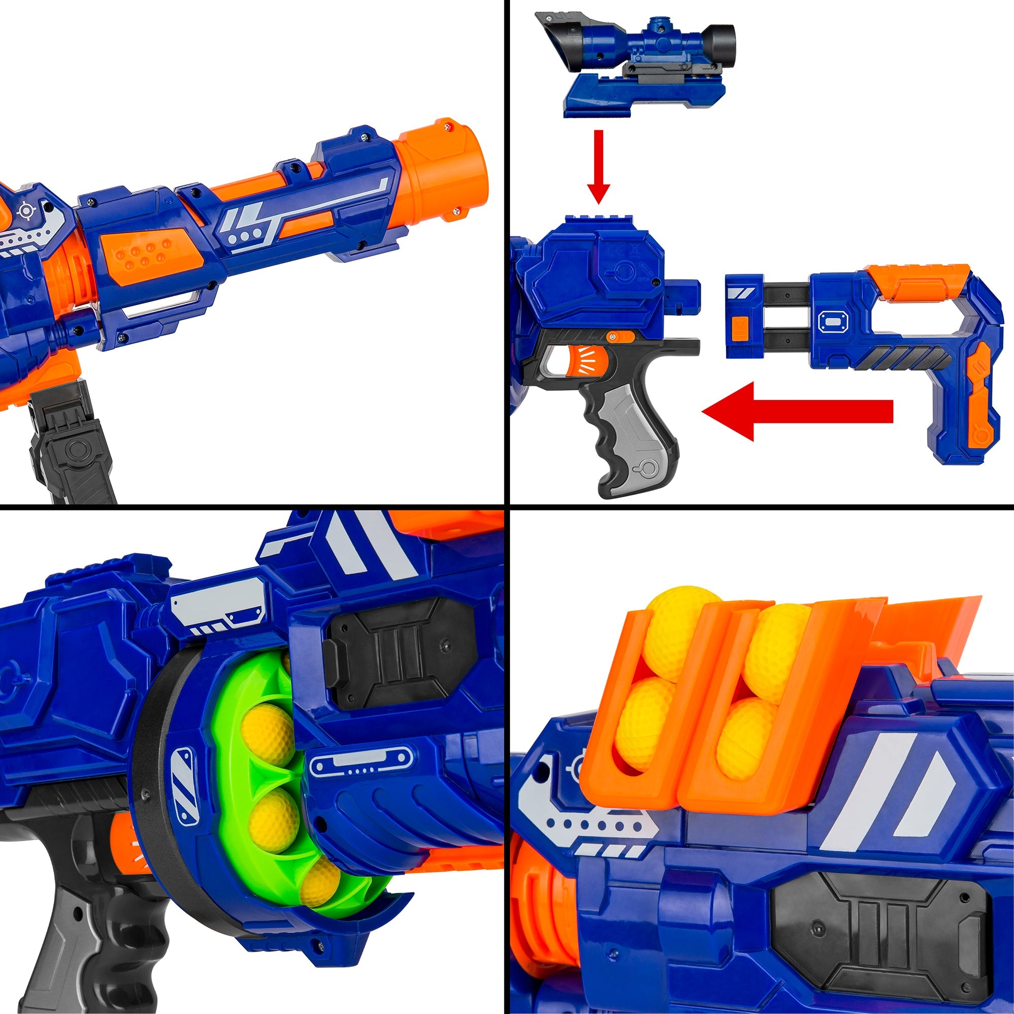 Electric Soft Foam Ball Long-Distance Blaster Toy w/ Barrel Extension Bipod