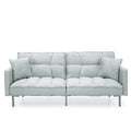 Convertible Linen Tufted Futon w/ 2 Plush Pillows Split-Back Design