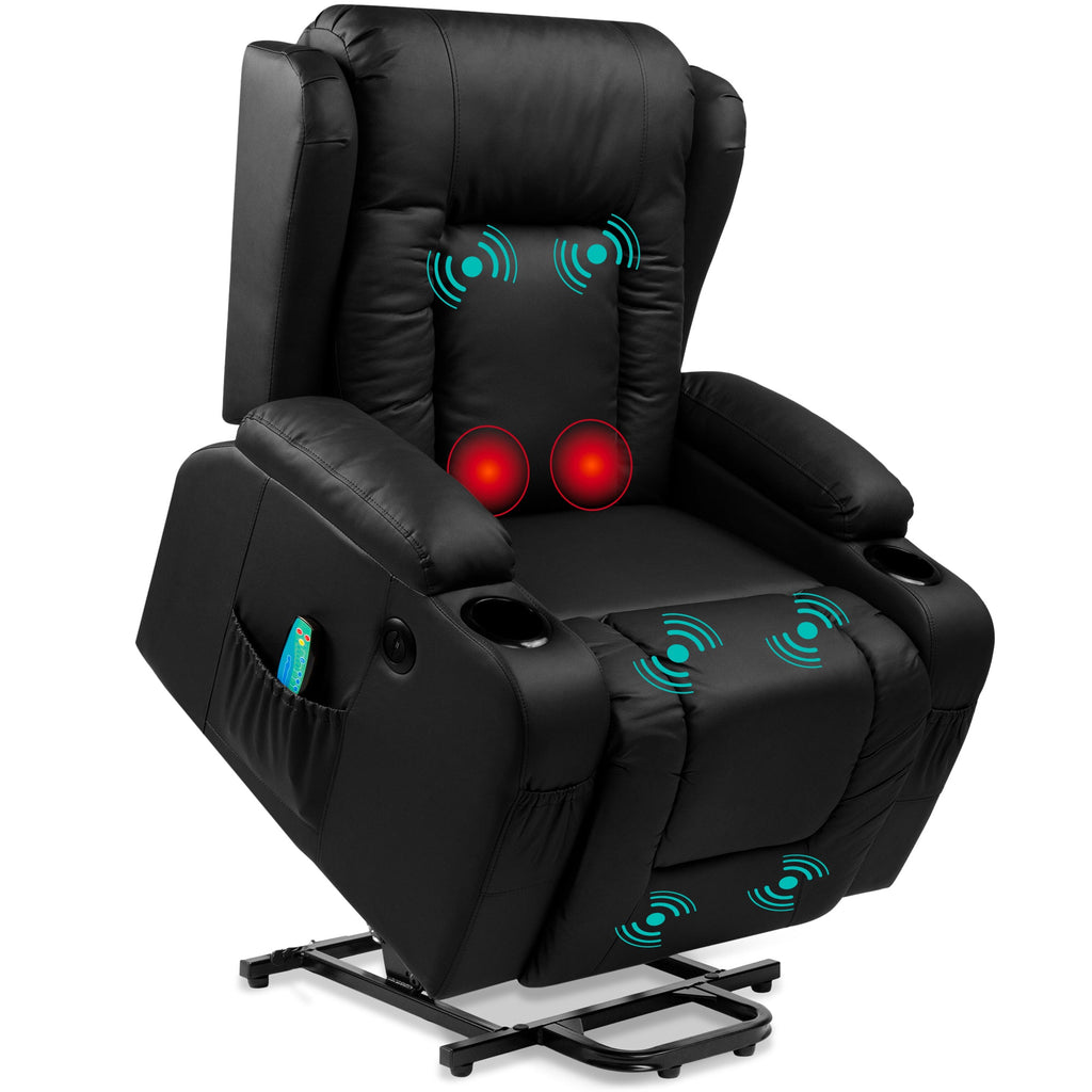 Electric Power Lift Recliner Massage Chair w/ Heat USB Port Cupholders