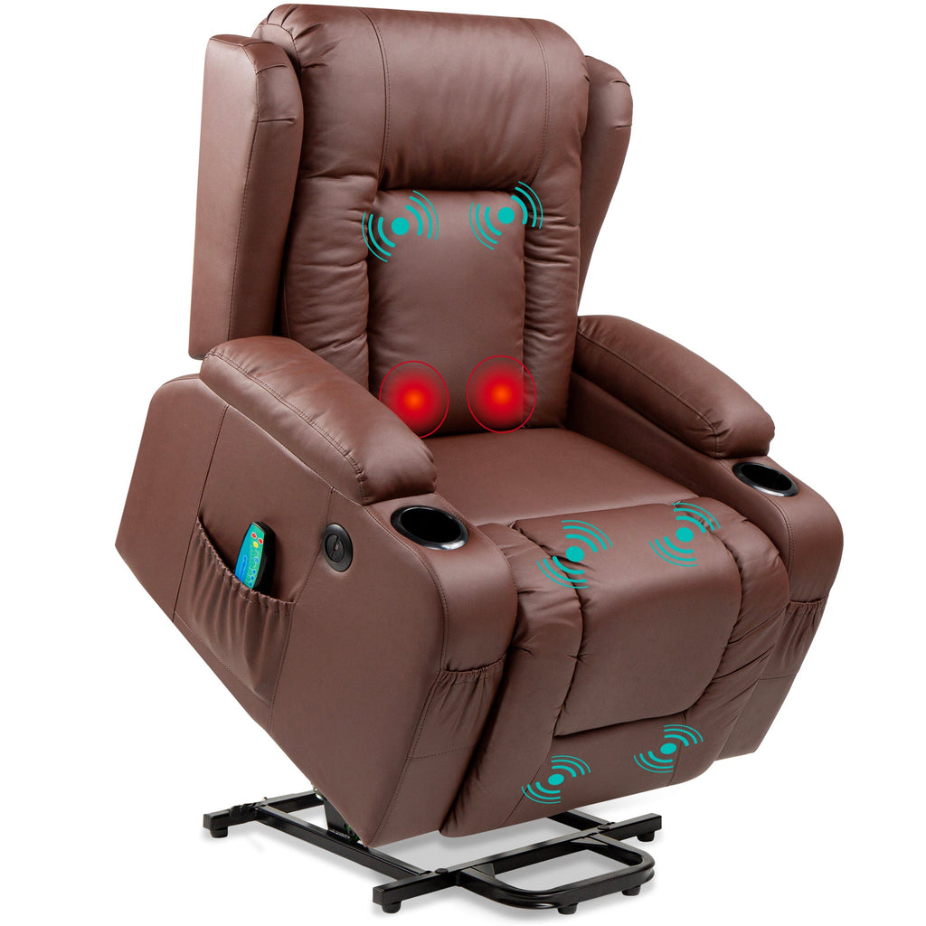 Electric Power Lift Recliner Massage Chair w/ Heat USB Port Cupholders