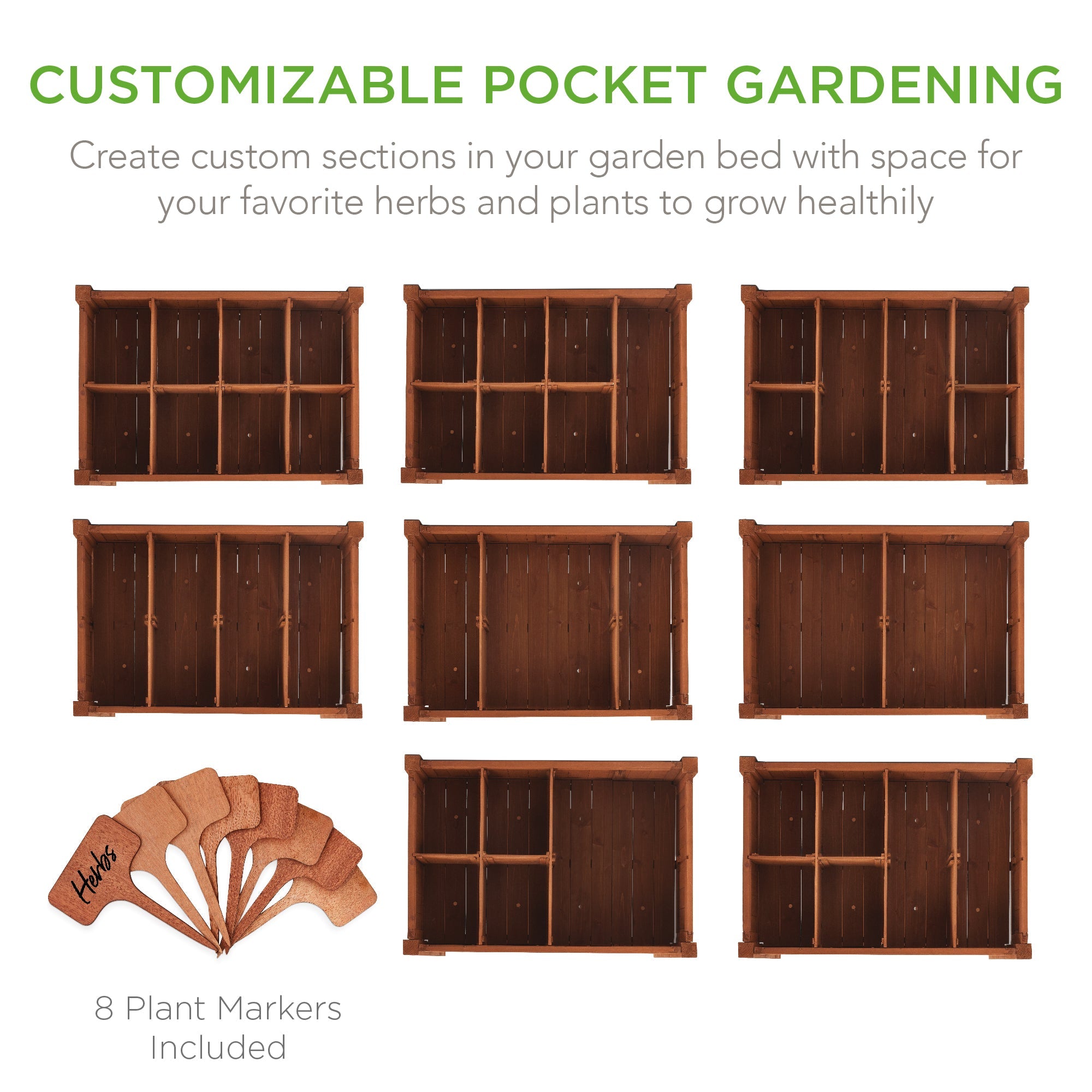 Elevated Mobile Pocket Herb Garden Bed w/ Lockable Wheels Storage Shelf