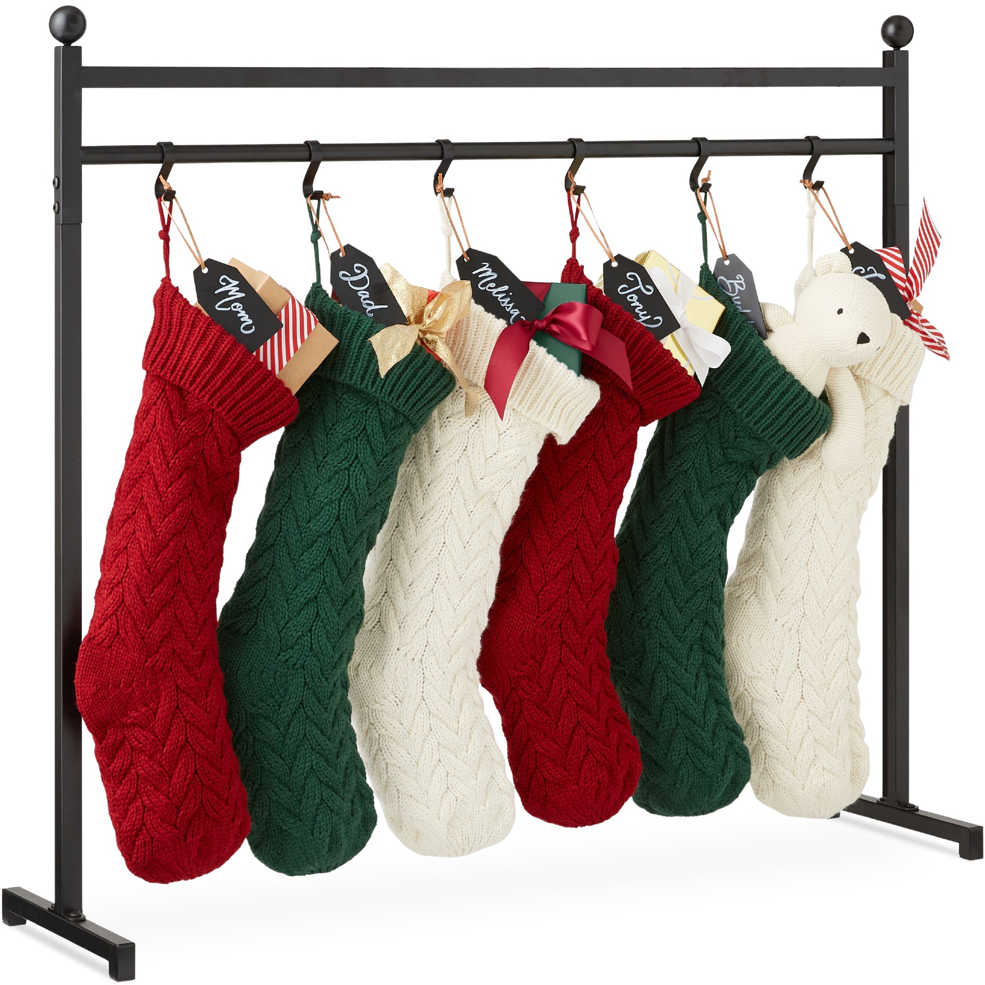 Christmas Stocking Stand Decor Display w/ Name Tags Chalk Marker- 3ft
