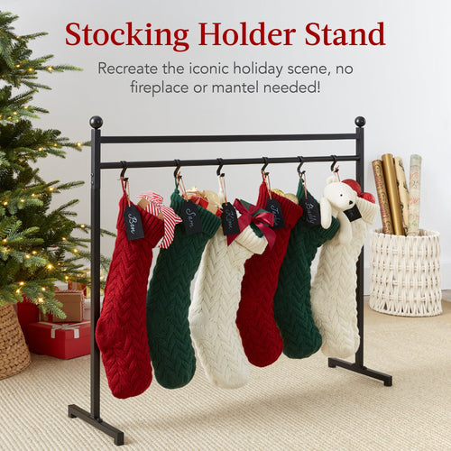 Christmas Stocking Stand Decor Display w/ Name Tags Chalk Marker- 3ft