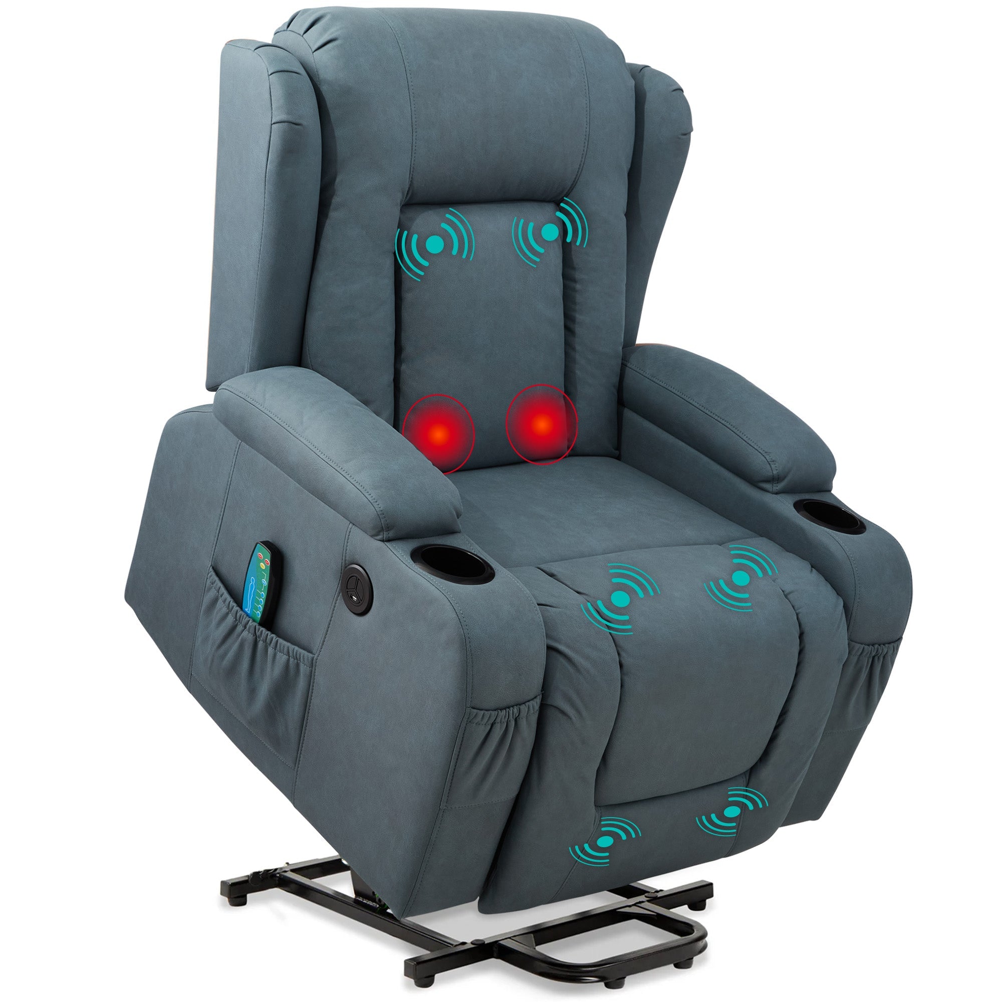 Electric Power Lift Recliner Massage Chair w/ Heat USB Port Cupholders