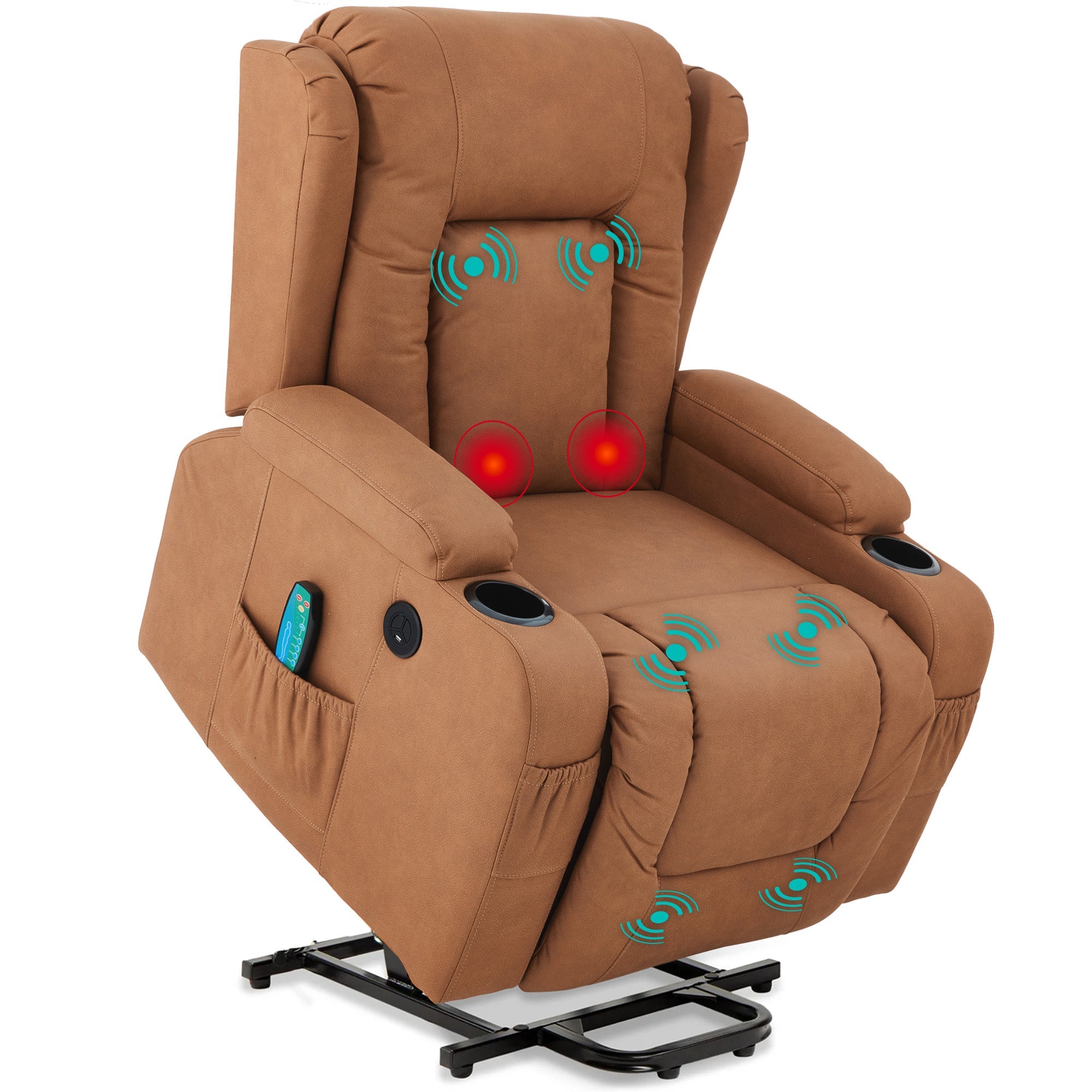 Electric Power Lift Recliner Massage Chair w/ Heat USB Port Cupholders