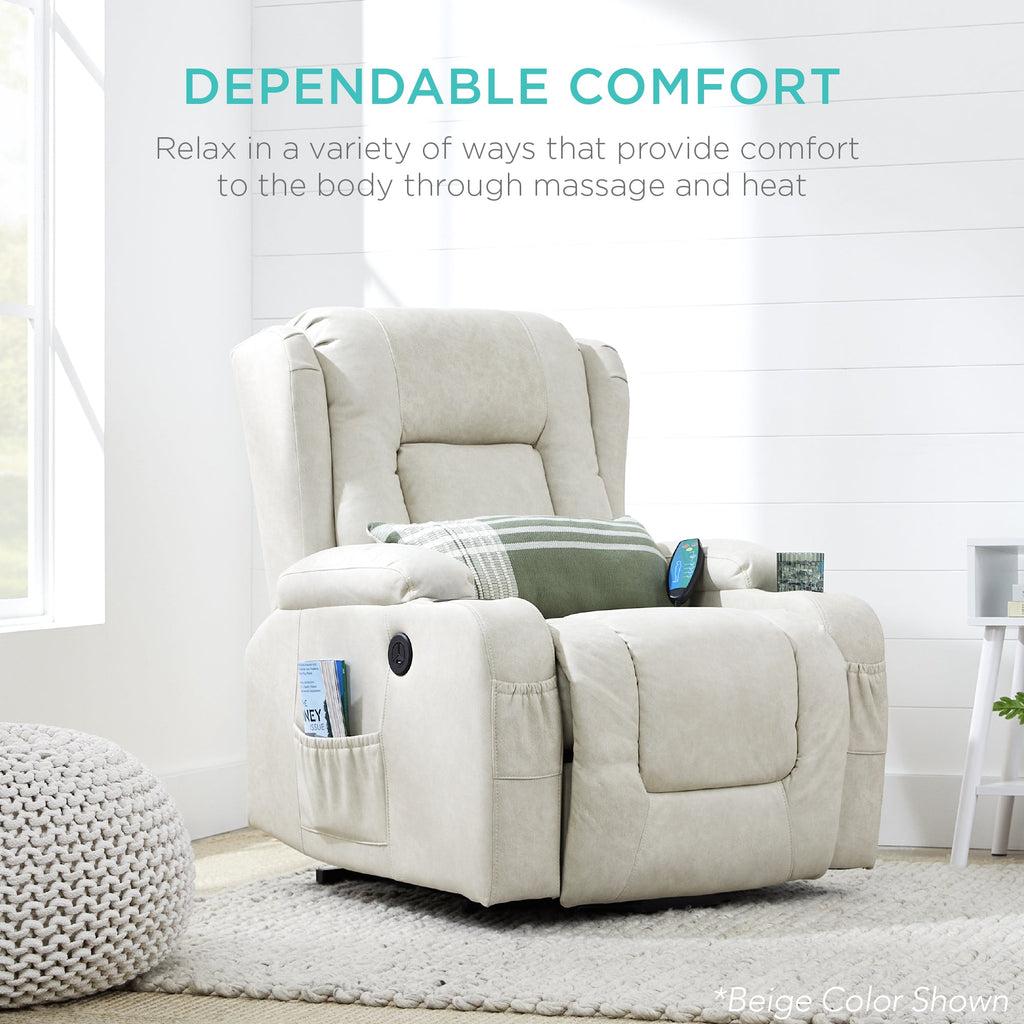 Electric Power Lift Recliner Massage Chair w/ Heat USB Port Cupholders