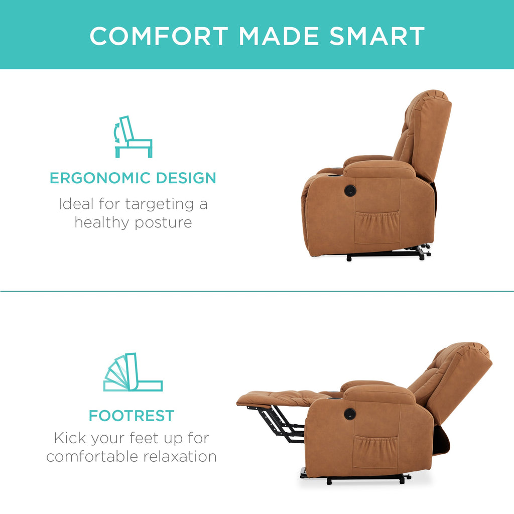 Electric Power Lift Recliner Massage Chair w/ Heat USB Port Cupholders