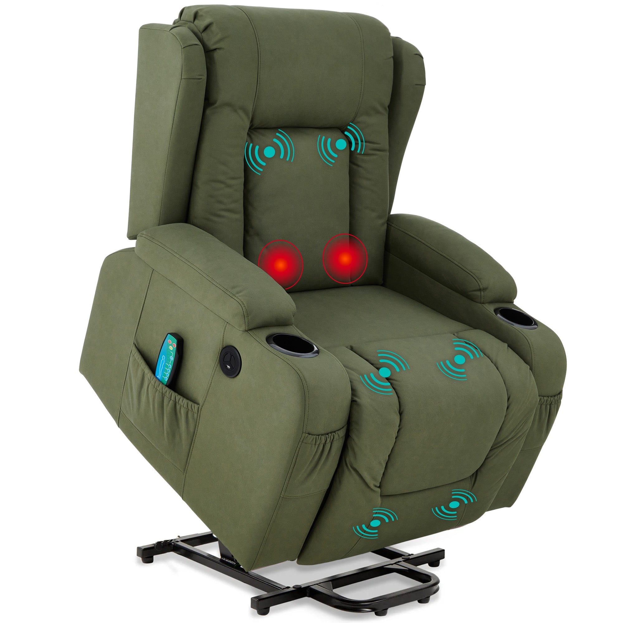Electric Power Lift Recliner Massage Chair w/ Heat USB Port Cupholders