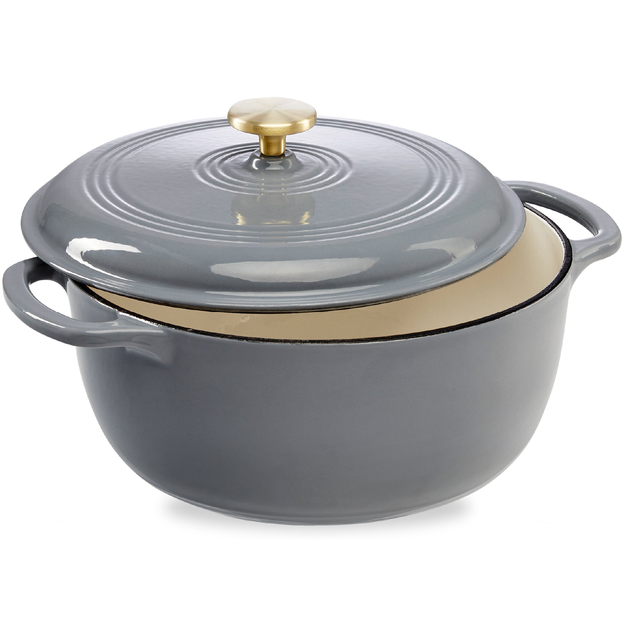 Cast-Iron Dutch Oven Kitchen Cookware w/ Enamel Handles - 6qt