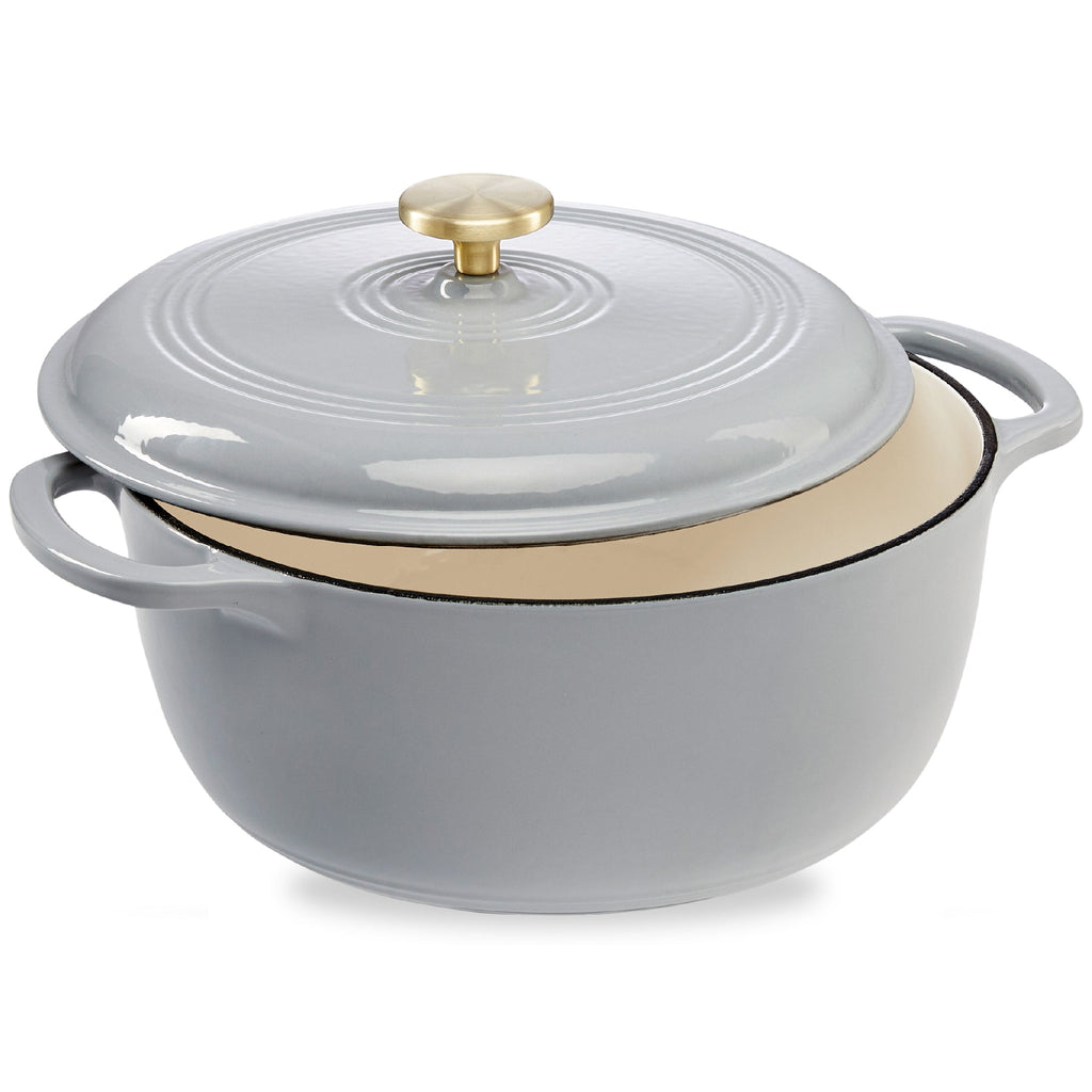 Cast-Iron Dutch Oven Kitchen Cookware w/ Enamel Handles - 7.5qt