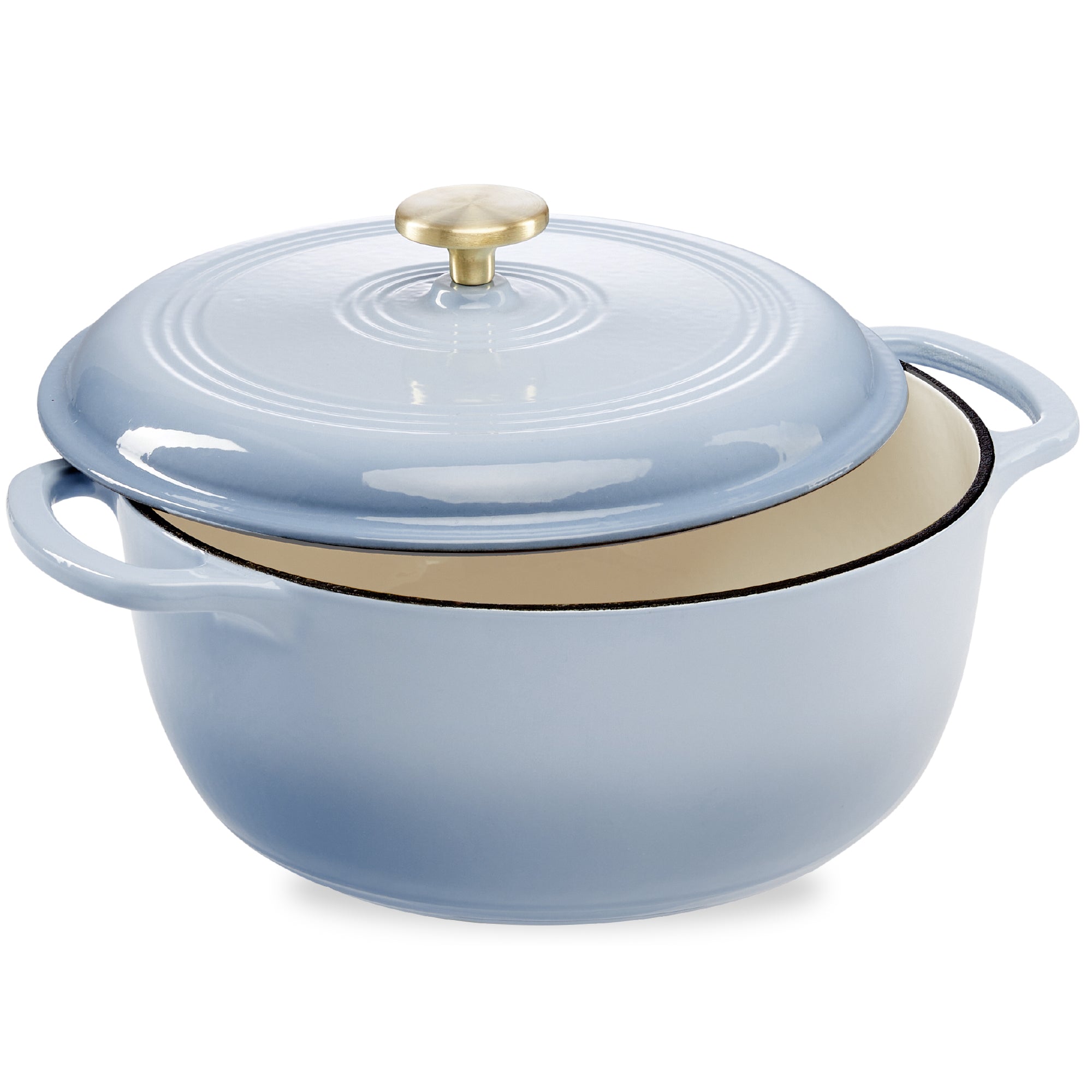 Cast-Iron Dutch Oven Kitchen Cookware w/ Enamel Handles - 6qt