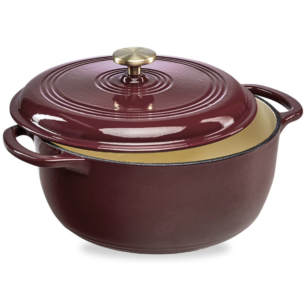 Cast-Iron Dutch Oven Kitchen Cookware w/ Enamel Handles - 7.5qt