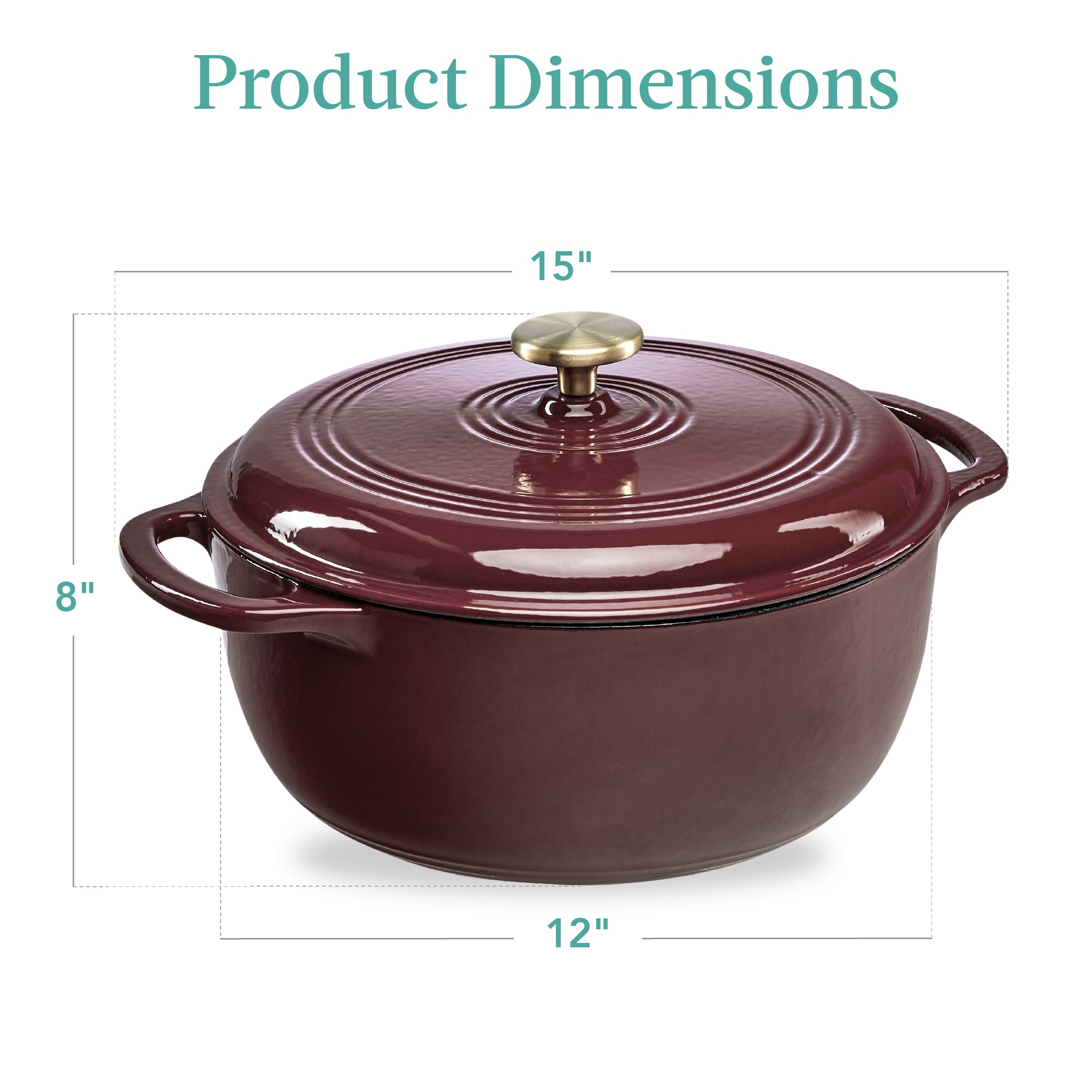 Cast-Iron Dutch Oven Kitchen Cookware w/ Enamel Handles - 7.5qt