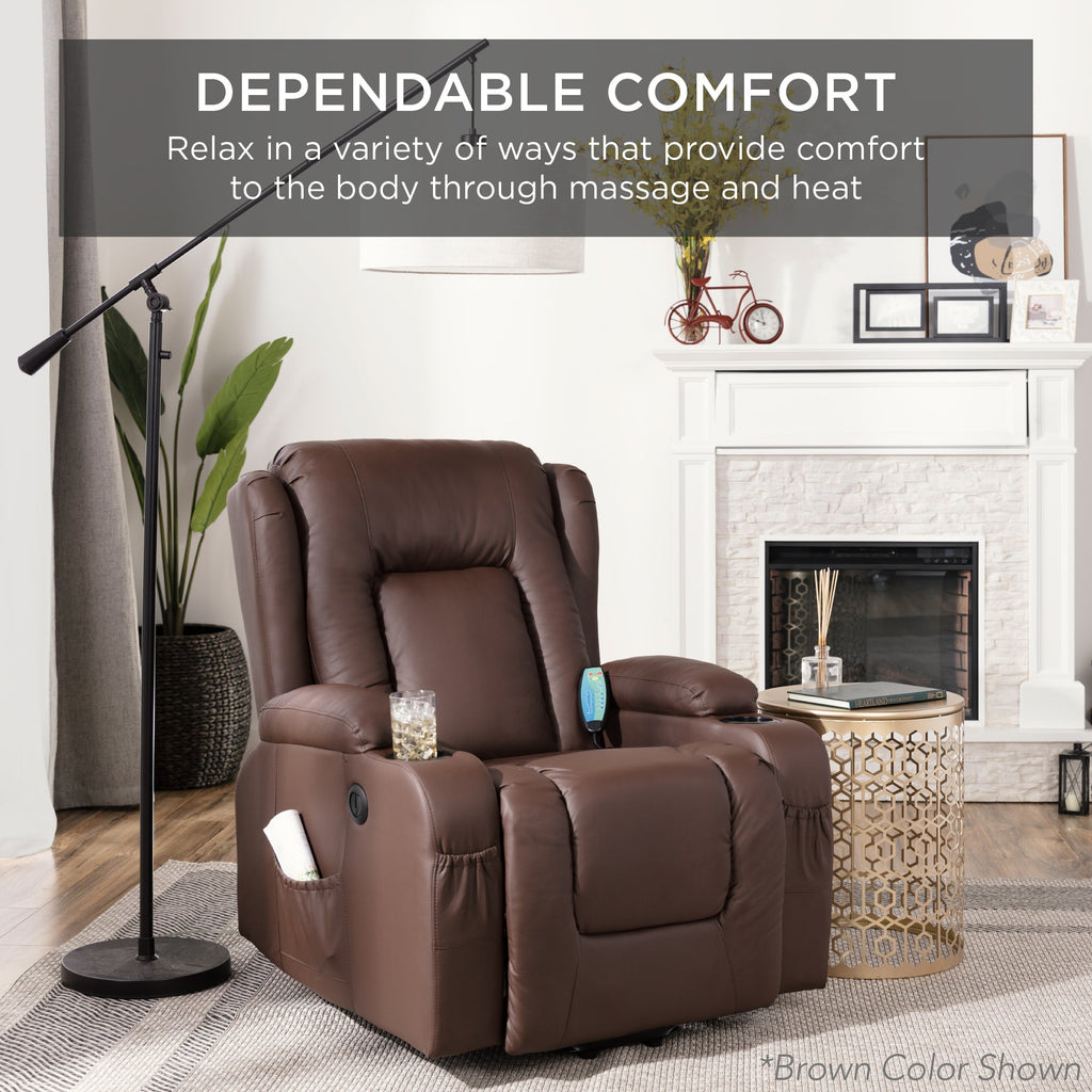 Electric Power Lift Recliner Massage Chair w/ Heat USB Port Cupholders