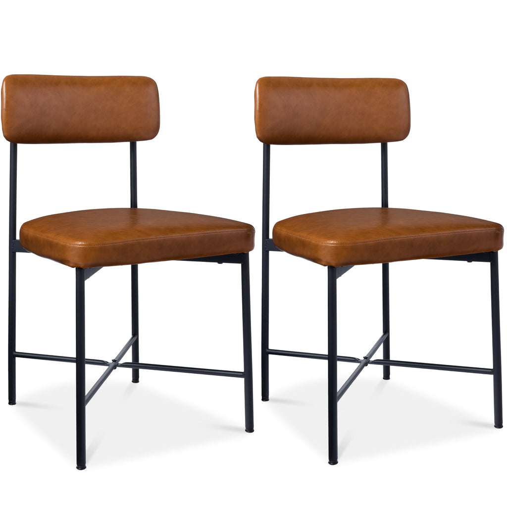 Dining Chair Set of 2 Faux Leather Standard Height Metal Frame