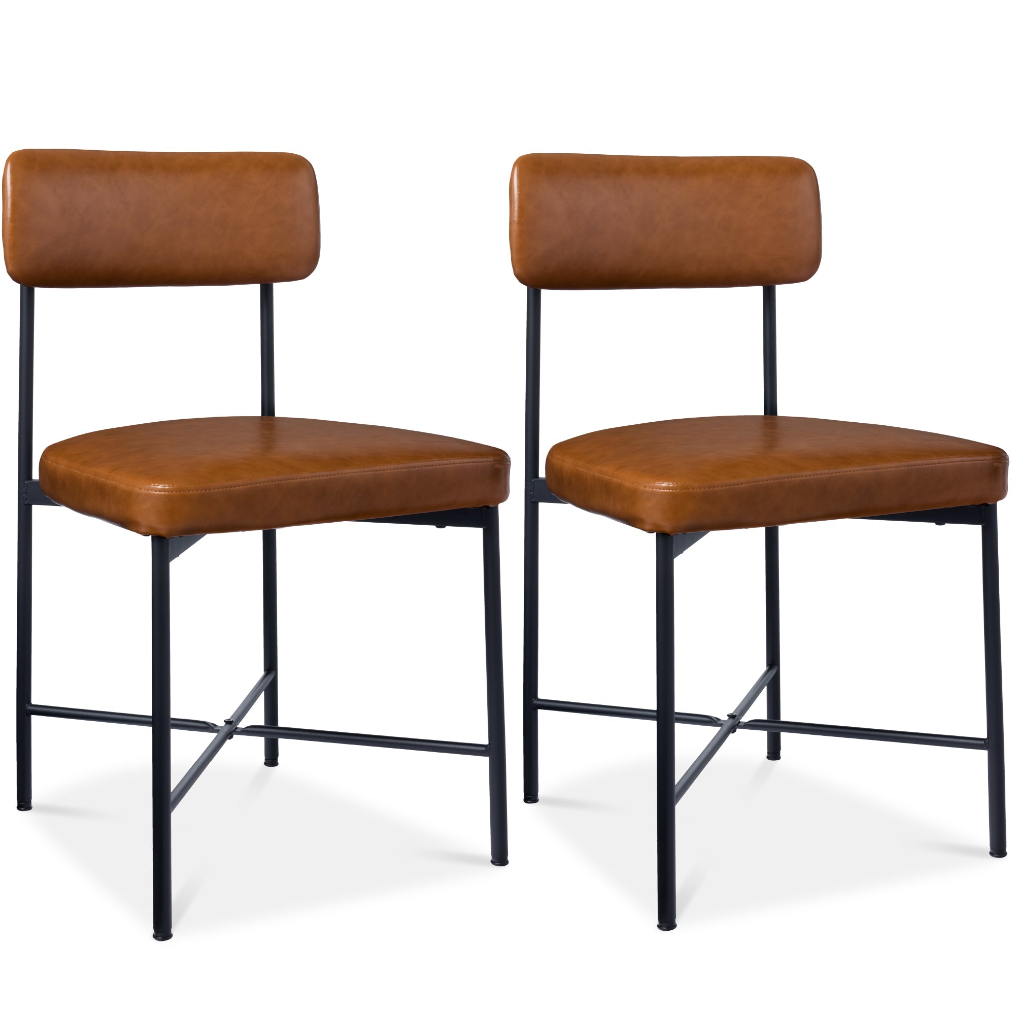 Dining Chair Set of 2 Faux Leather Standard Height Metal Frame