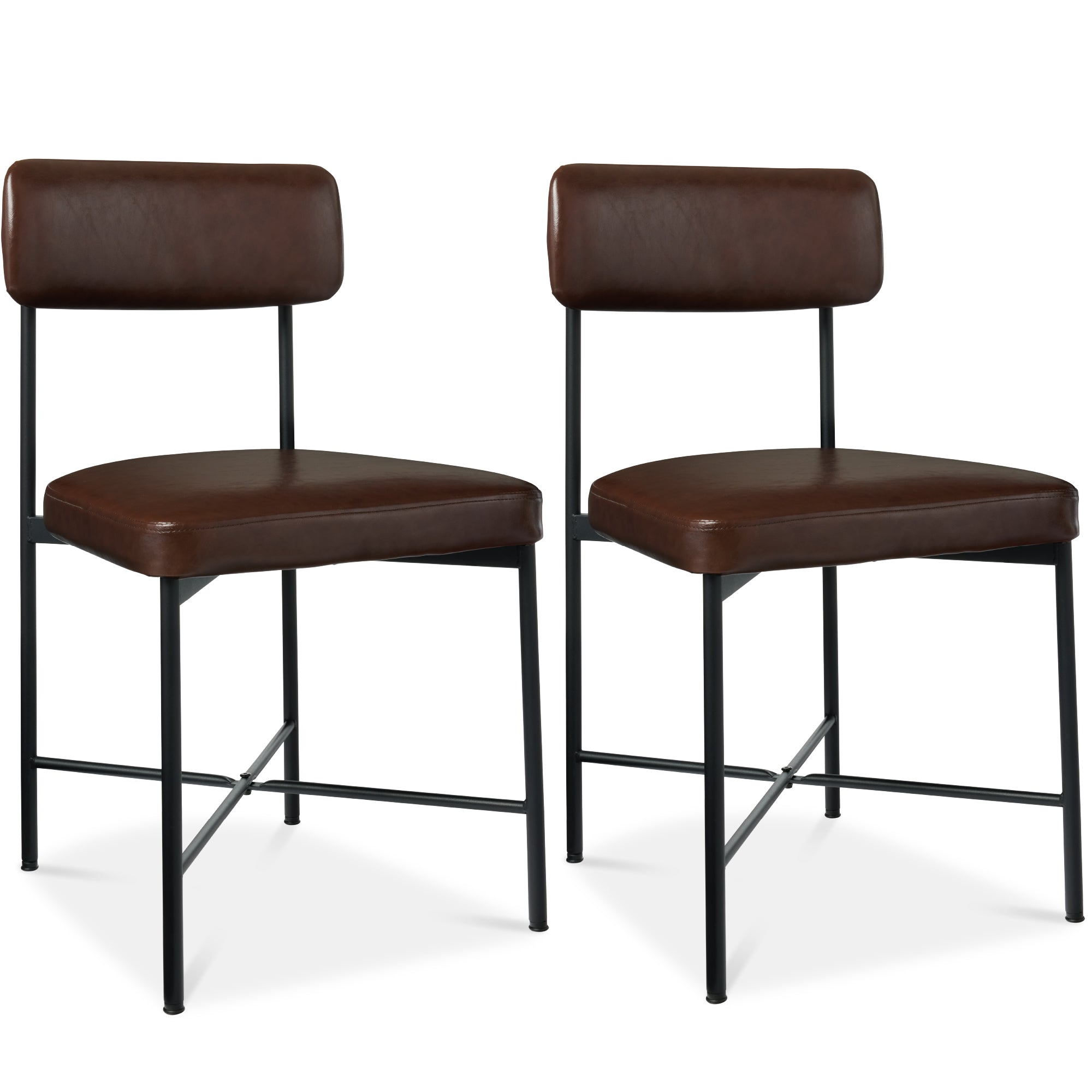 Dining Chair Set of 2 Faux Leather Standard Height Metal Frame