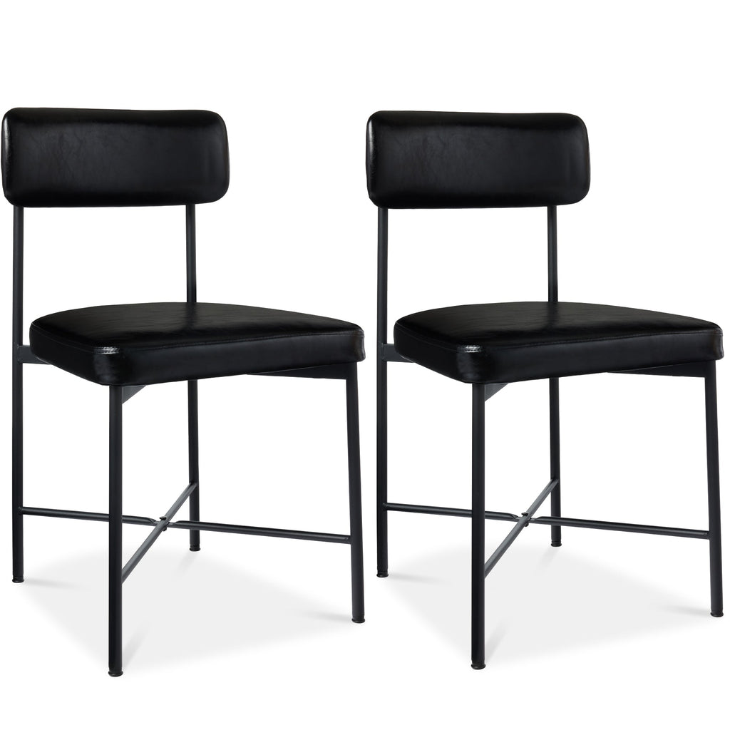Dining Chair Set of 2 Faux Leather Standard Height Metal Frame