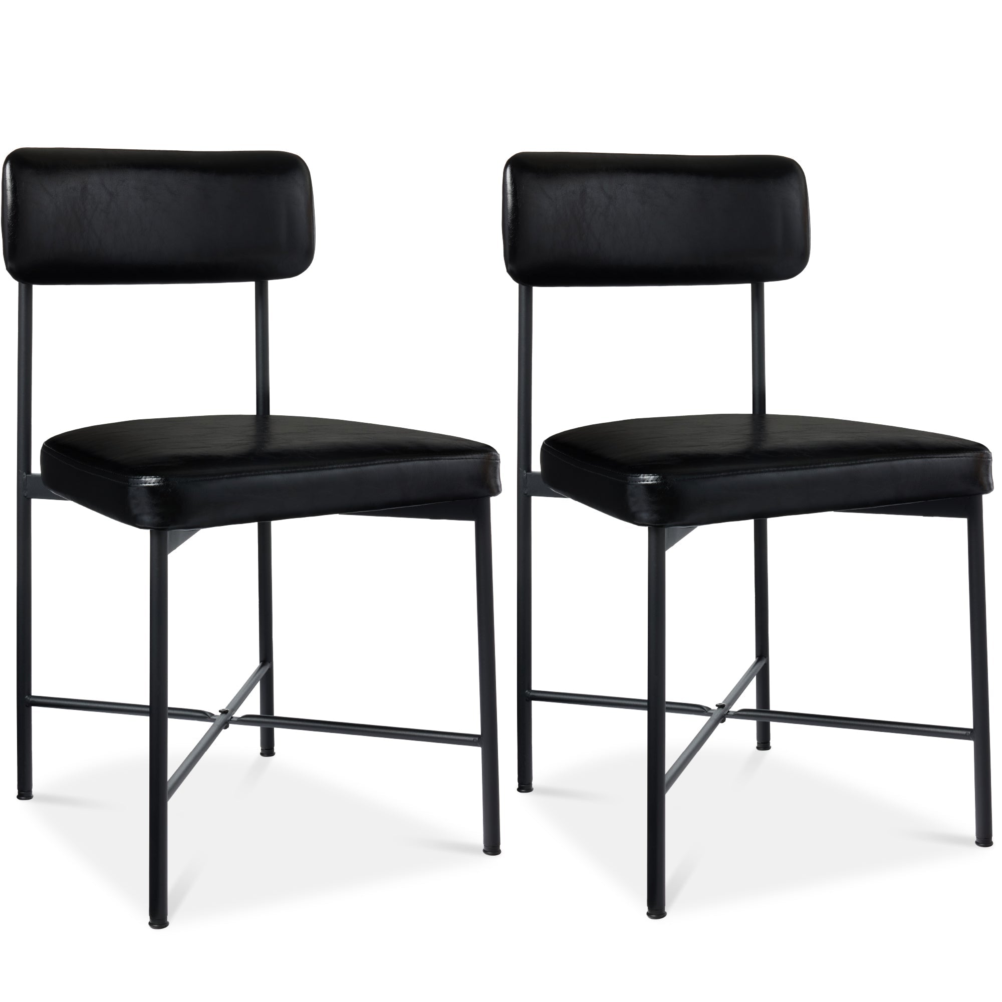 Dining Chair Set of 2 Faux Leather Standard Height Metal Frame