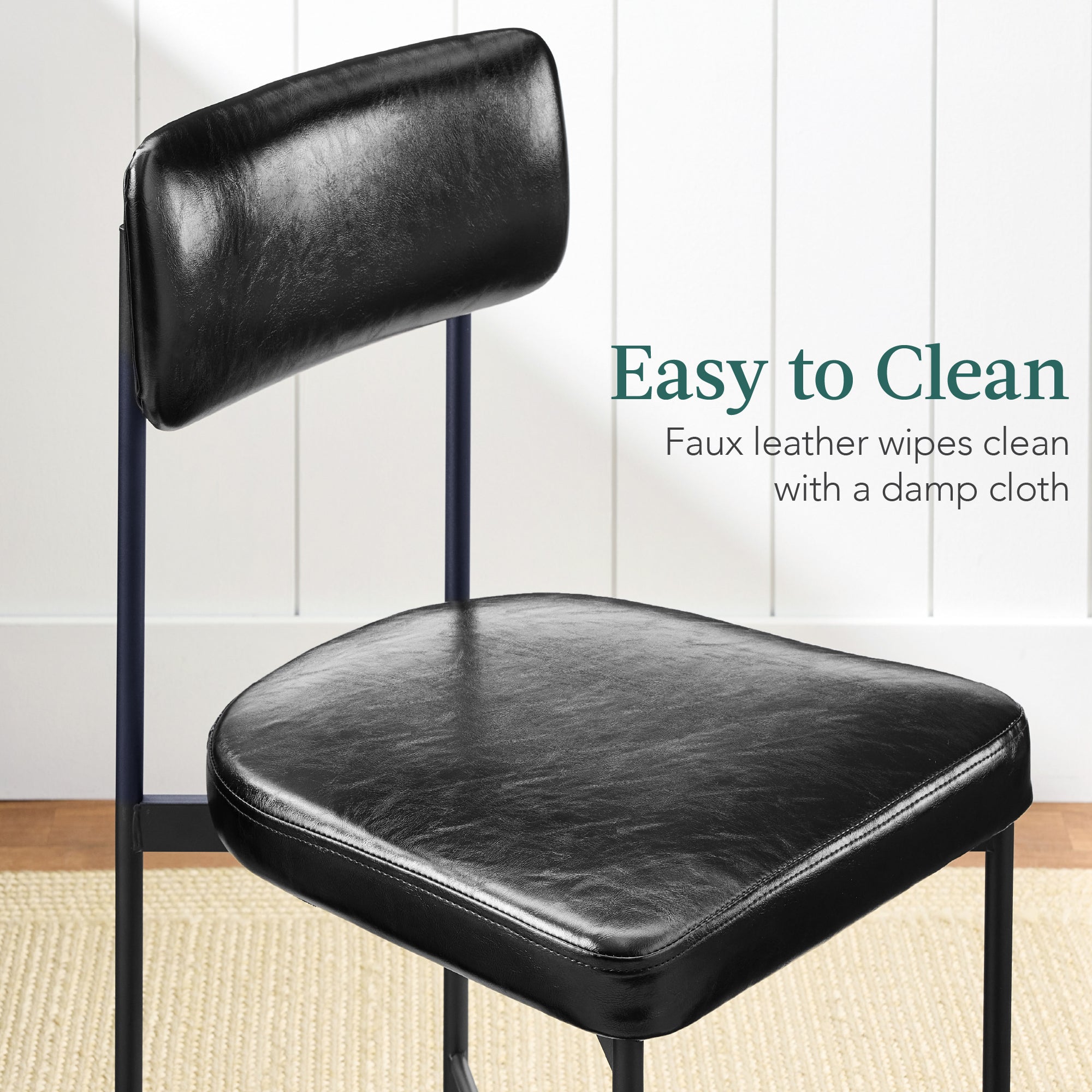 Dining Chair Set of 2 Faux Leather Standard Height Metal Frame