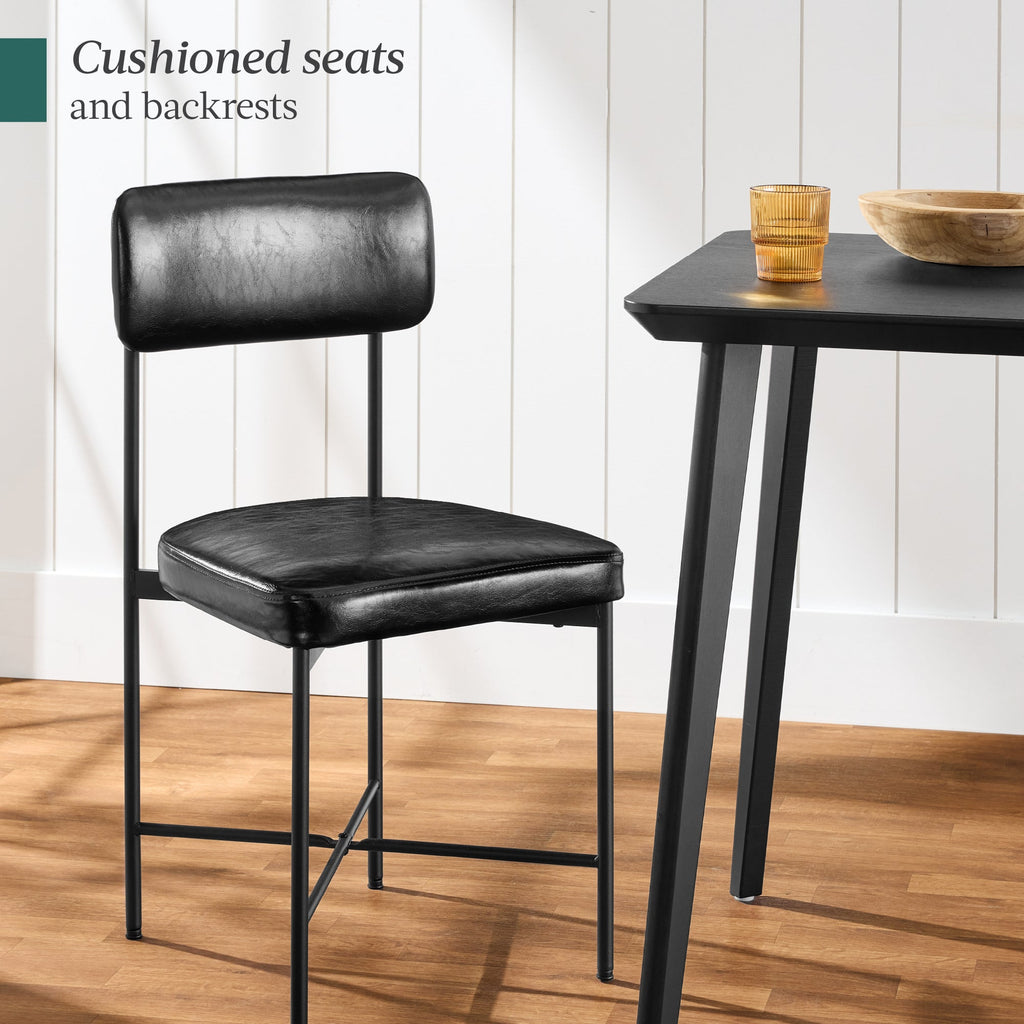 Dining Chair Set of 2 Faux Leather Standard Height Metal Frame