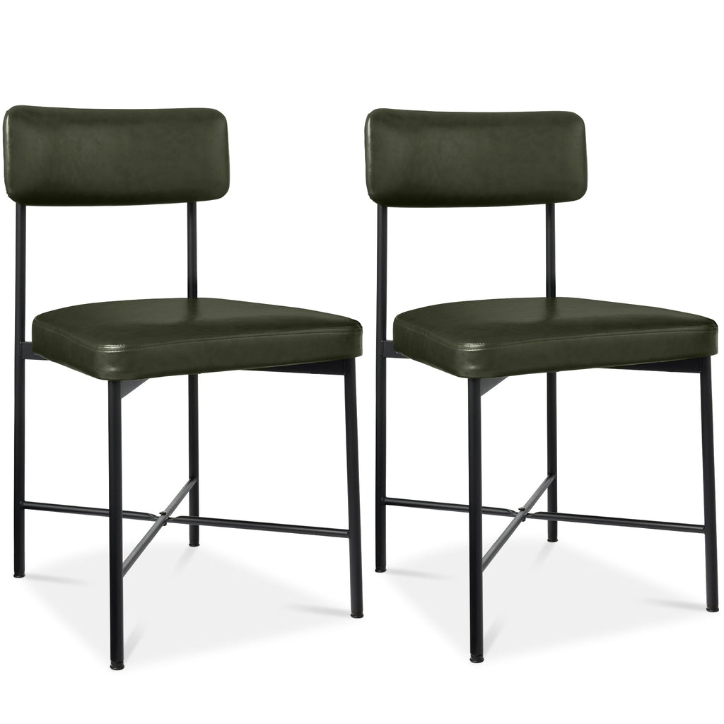 Dining Chair Set of 2 Faux Leather Standard Height Metal Frame