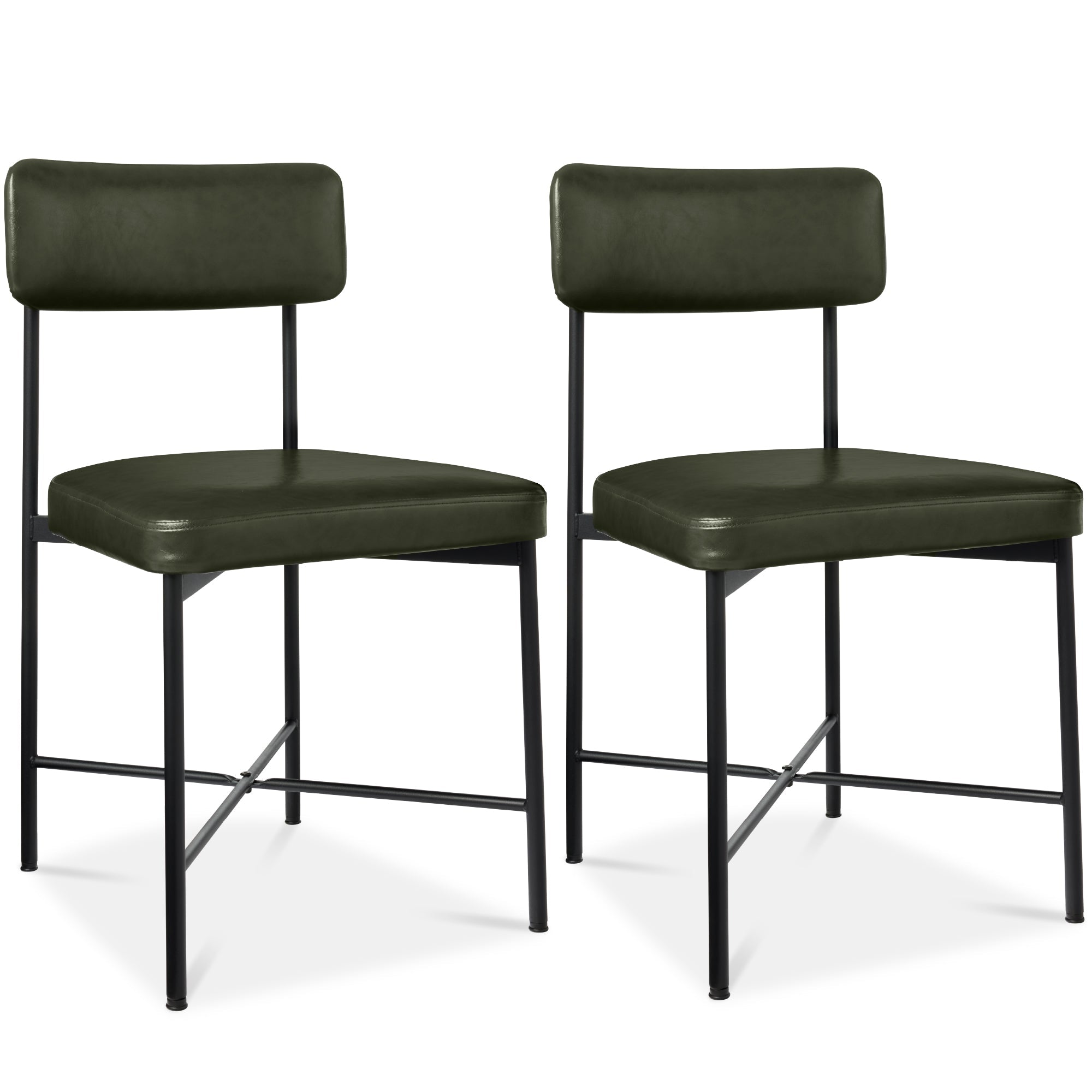 Dining Chair Set of 2 Faux Leather Standard Height Metal Frame