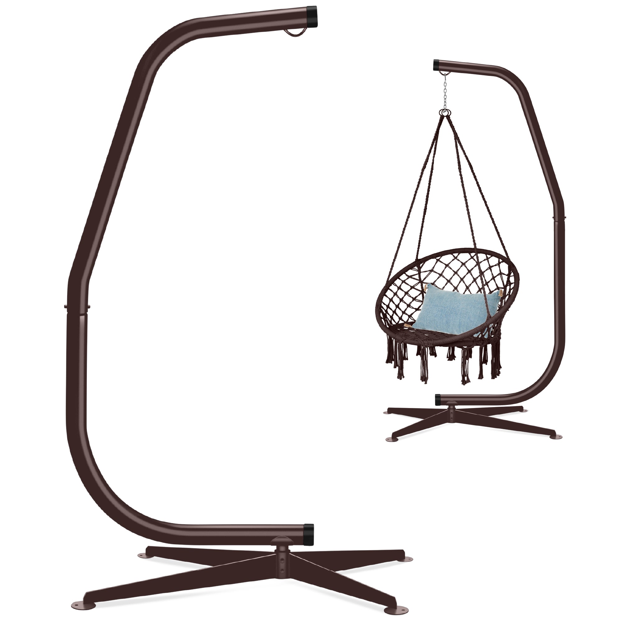 Curved Hanging Hammock C-Stand w/ All-Weather Steel Frame - Stand Only