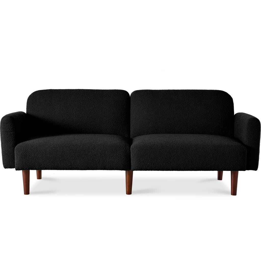 Curved Convertible Futon Boucle Fabric Split-Back Sleeper Bed